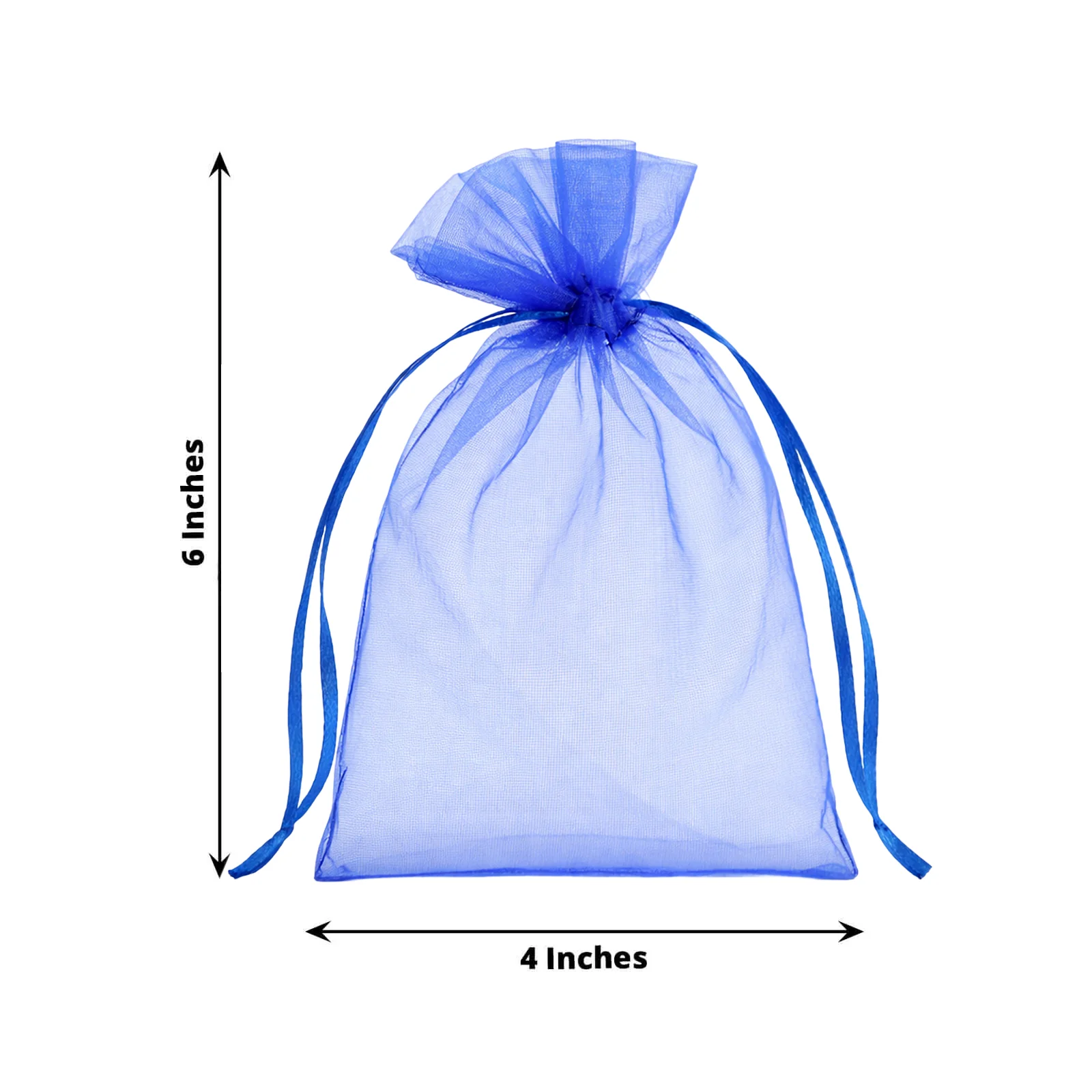 100 Pack Royal Blue Organza Drawstring Gift Bags, 4" x 6" – Wedding Party Favor Bags - Image 3