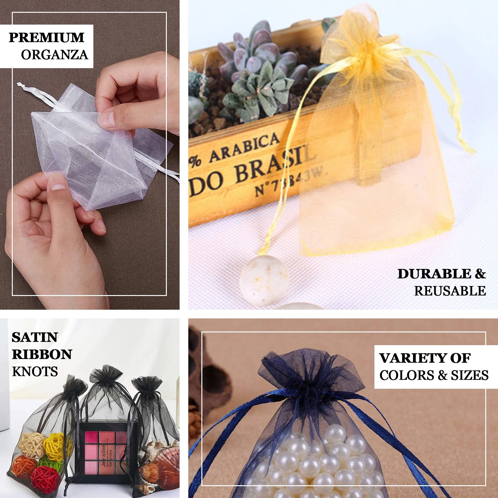 100 Pack Royal Blue Organza Drawstring Gift Bags, 4" x 6" – Wedding Party Favor Bags - Image 4