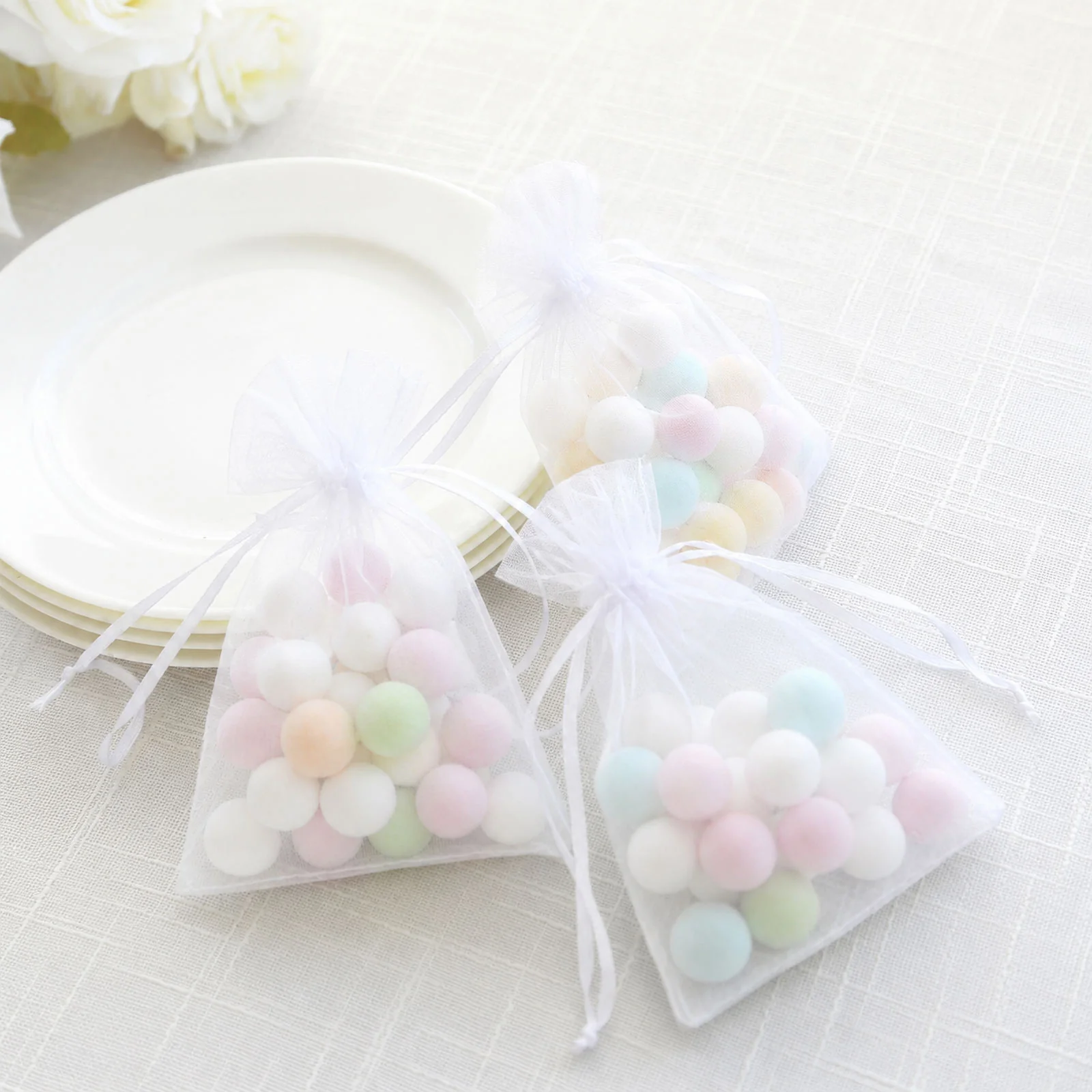 100 Pack White Organza Drawstring Gift Bags, 4" x 6" – Wedding Party Favor Bags - Image 8