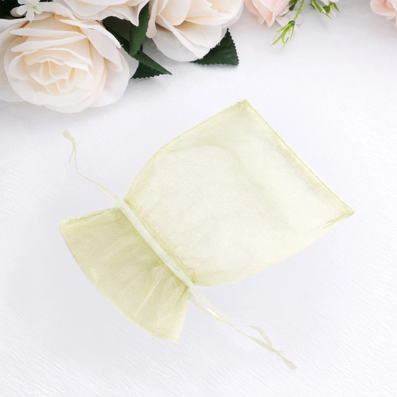 100 Pack Yellow Organza Drawstring Gift Bags, 4" x 6" – Wedding Party Favor Bags - Image 10