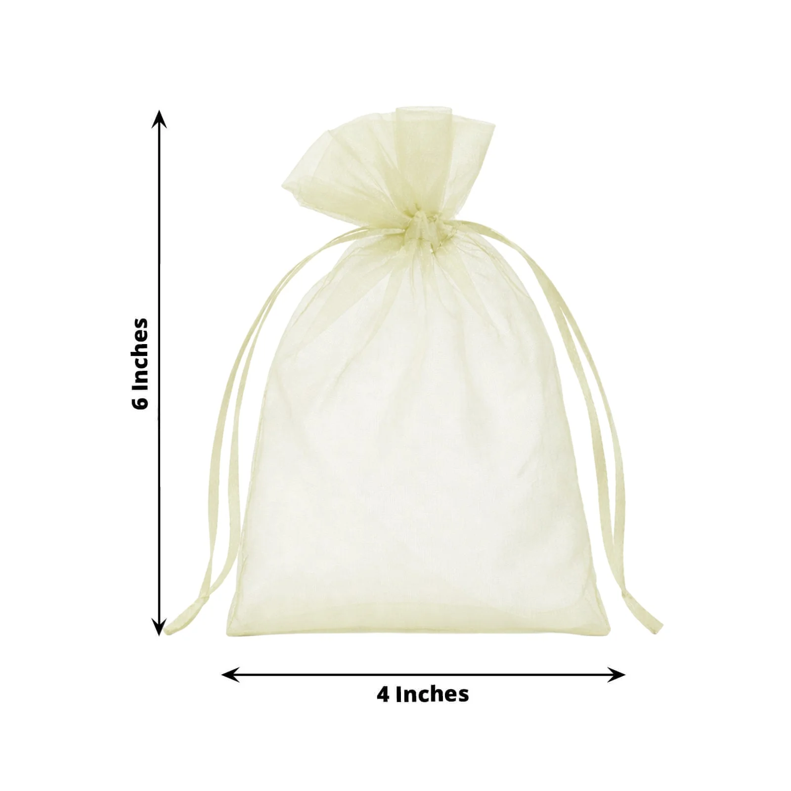 100 Pack Yellow Organza Drawstring Gift Bags, 4" x 6" – Wedding Party Favor Bags - Image 3
