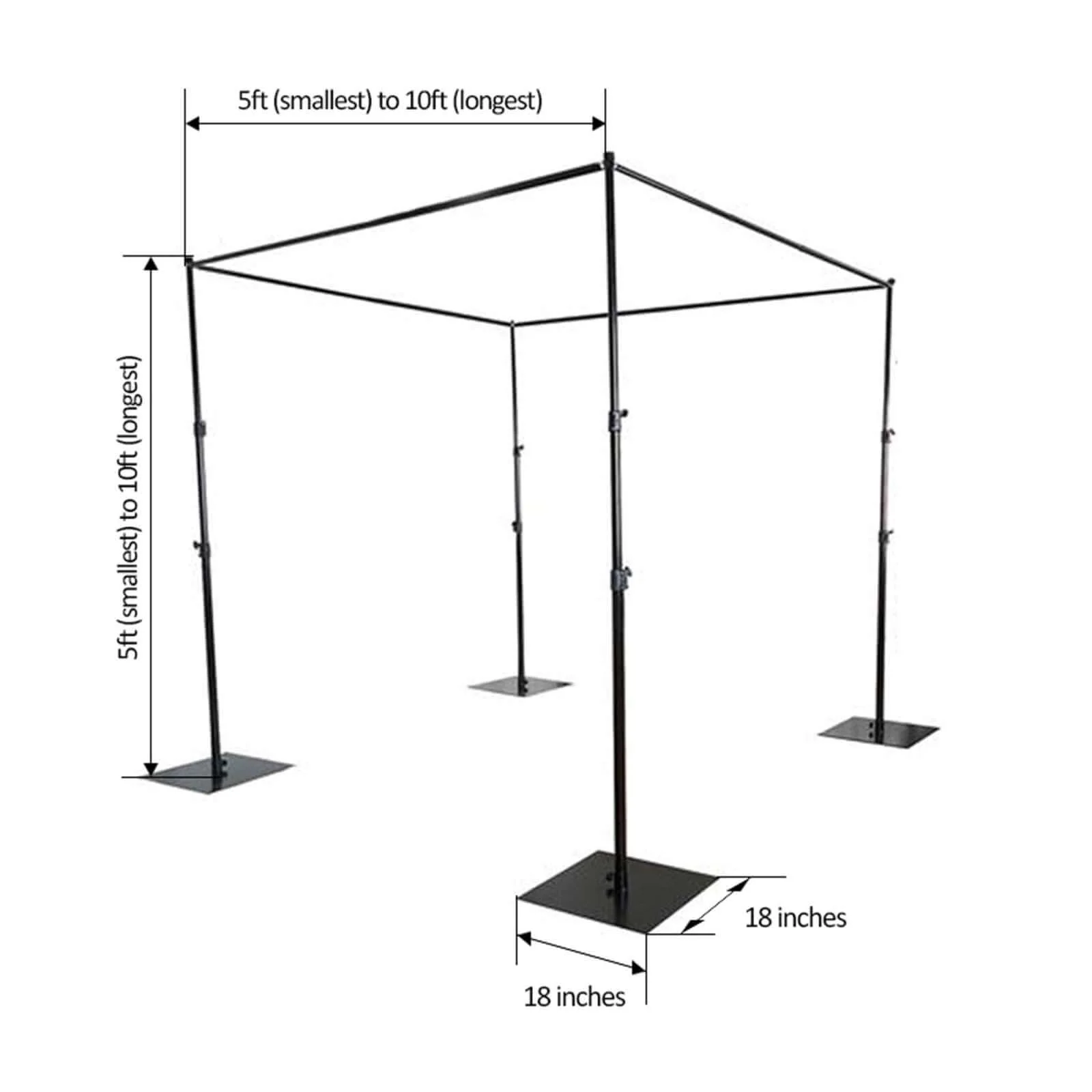 4-Post DIY Photography Backdrop Stand, Wedding Arch Canopy Tent 10ft - Image 3