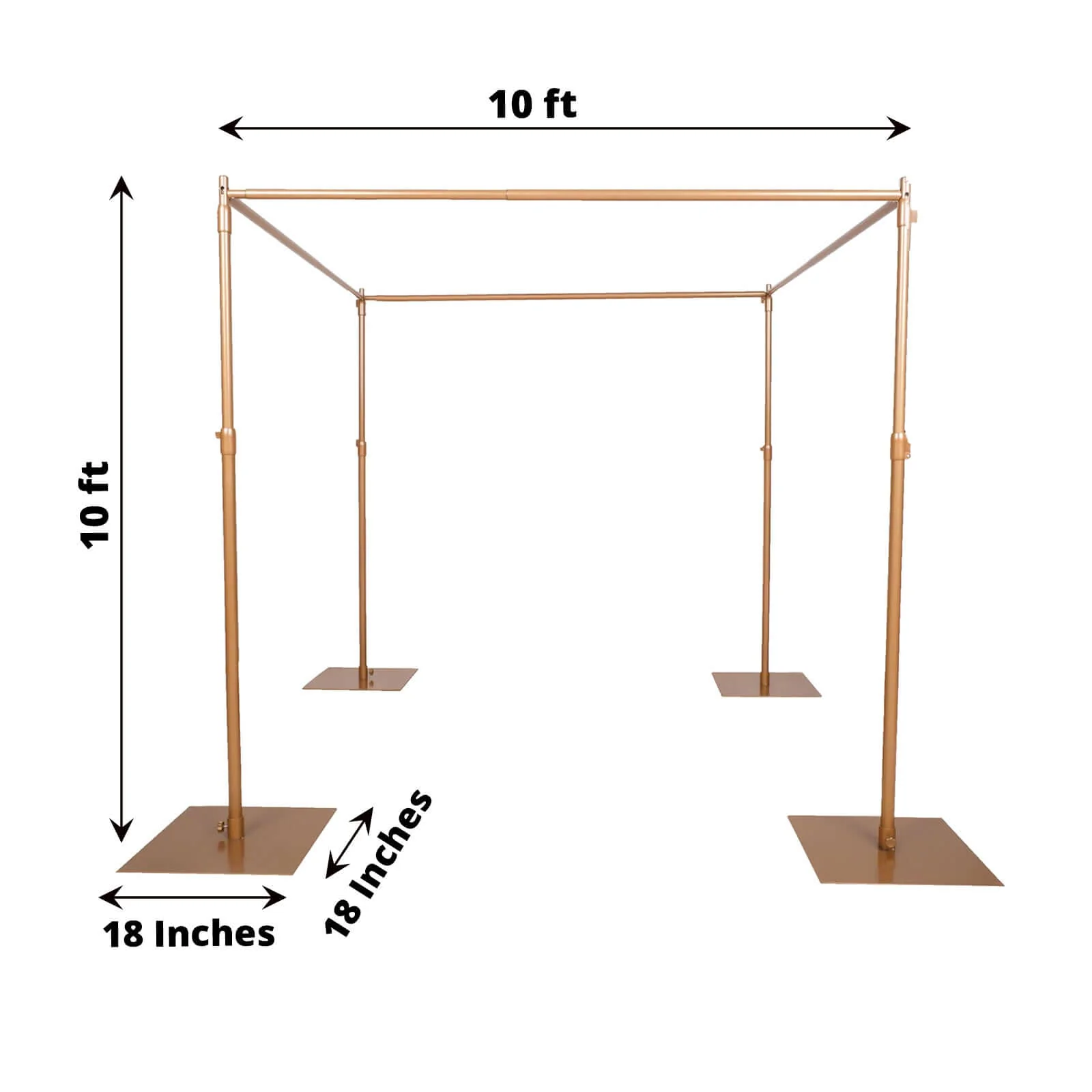 Gold Metal DIY Photography Backdrop Stand, Wedding Arch Canopy Tent 10ft 4-Post - Image 3