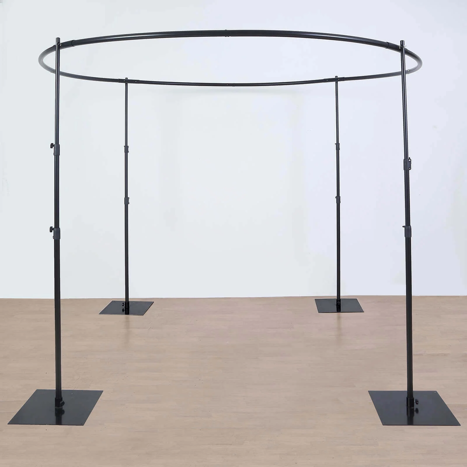 Adjustable 4-Post Circular Black Metal Wedding Event Arch Stand, Round Backdrop Canopy Frame Chuppah 10ft - Image 10