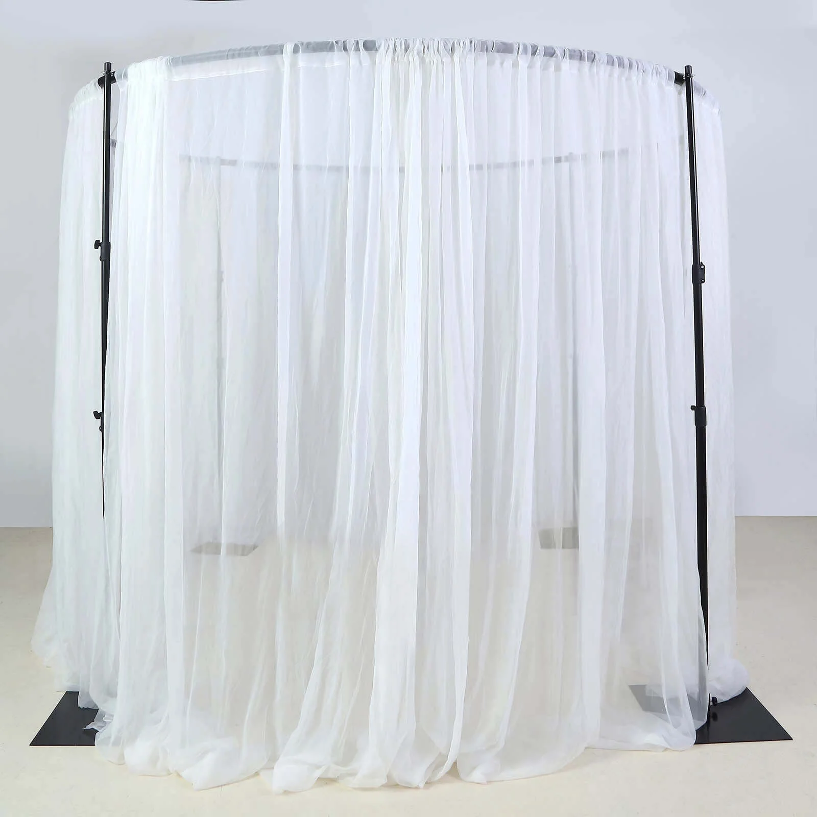 Adjustable 4-Post Circular Black Metal Wedding Event Arch Stand, Round Backdrop Canopy Frame Chuppah 10ft - Image 8