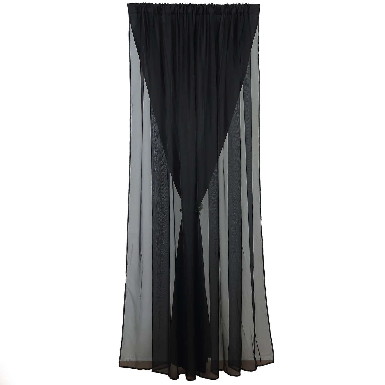 Black Chiffon Polyester Backdrop Drape Curtain, Dual Layer Event Divider Panel with Rod Pockets - 10ftx10ft - Image 7