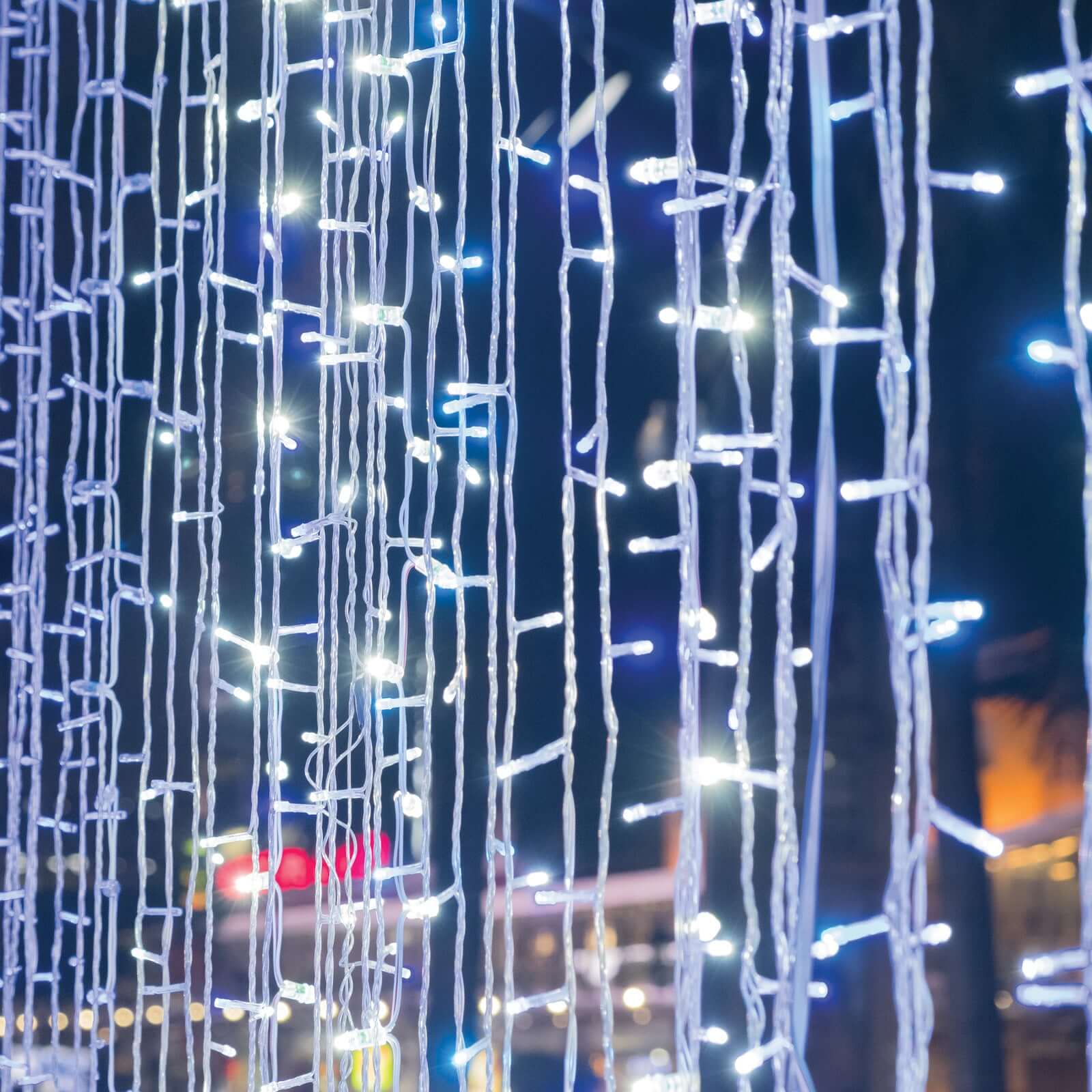 Cool White 300 LED Icicle Curtain String Lights 10ft with 8 Modes & Inline Memory Controller - Image 2