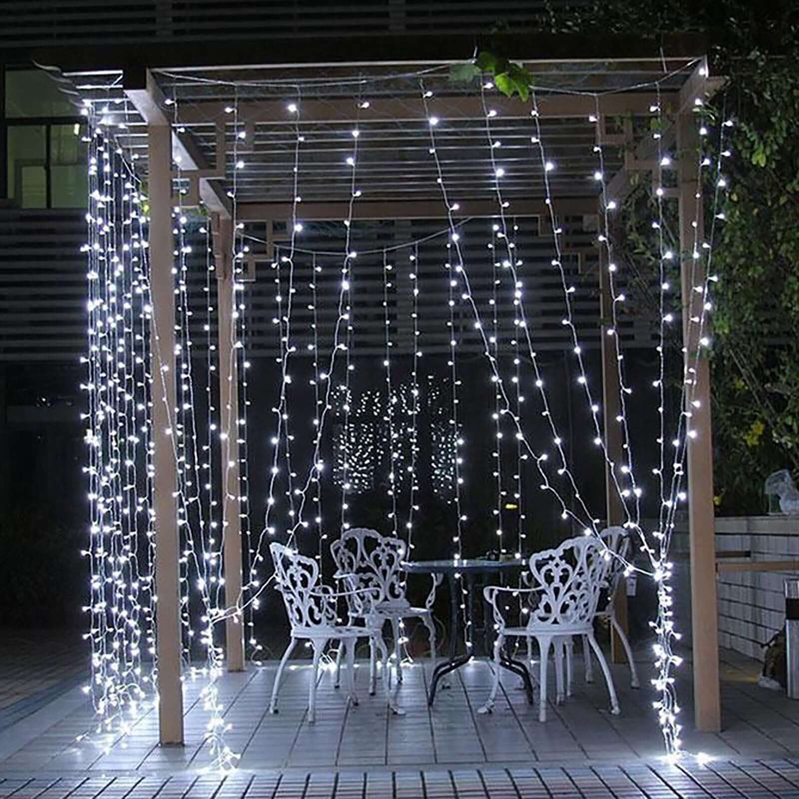 Cool White 300 LED Icicle Curtain String Lights 10ft with 8 Modes & Inline Memory Controller - Image 8