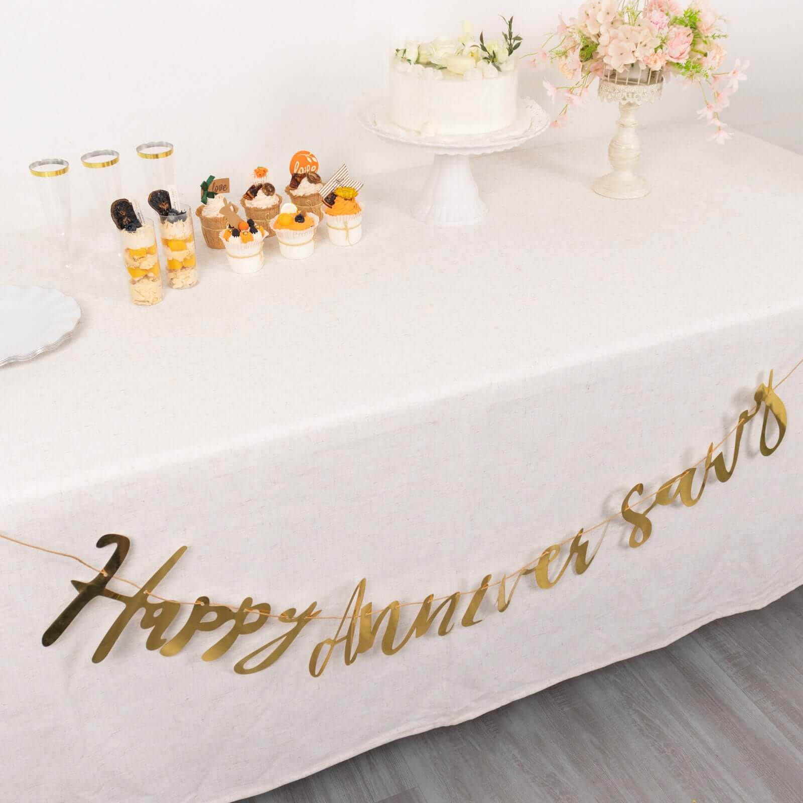 Pre-Strung Metallic Gold Foil "Happy Anniversary" Banner, Party Photo Backdrop Hanging Garland 250 GSM 10ft - Image 5