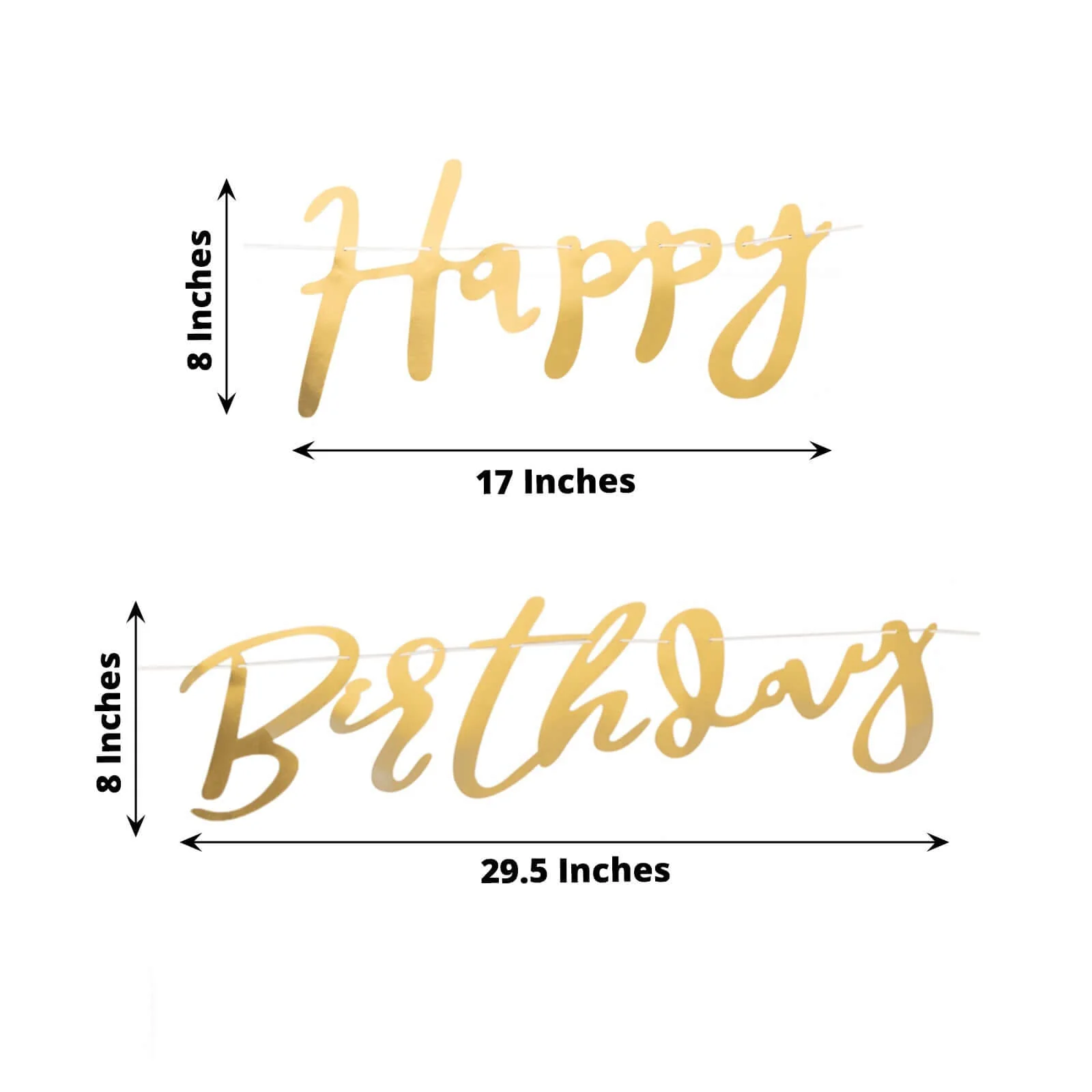 Pre-Strung Metallic Gold Foil "Happy Birthday" Banner, Party Photo Backdrop Hanging Garland 250 GSM 10ft - Image 3