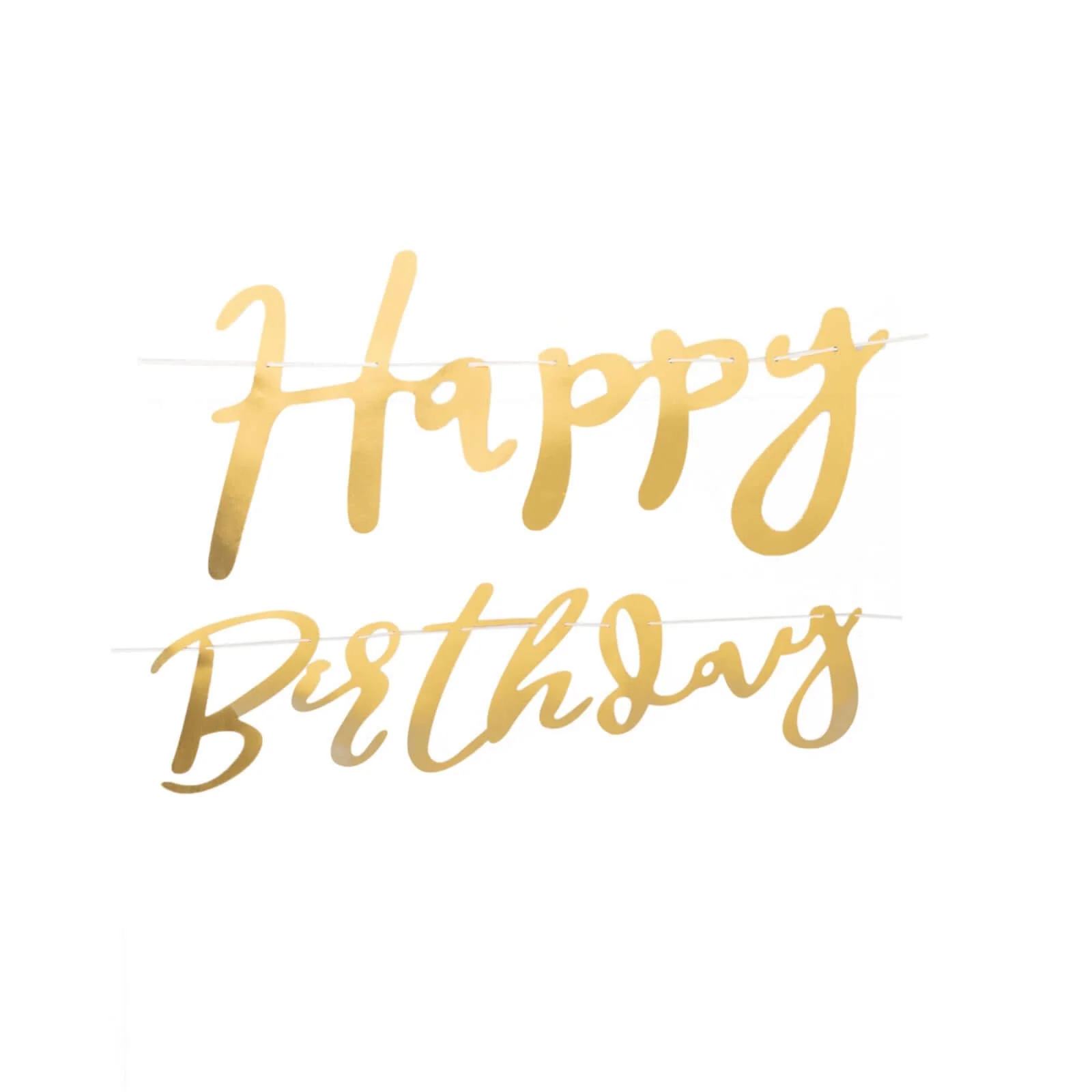 Pre-Strung Metallic Gold Foil "Happy Birthday" Banner, Party Photo Backdrop Hanging Garland 250 GSM 10ft - Image 7