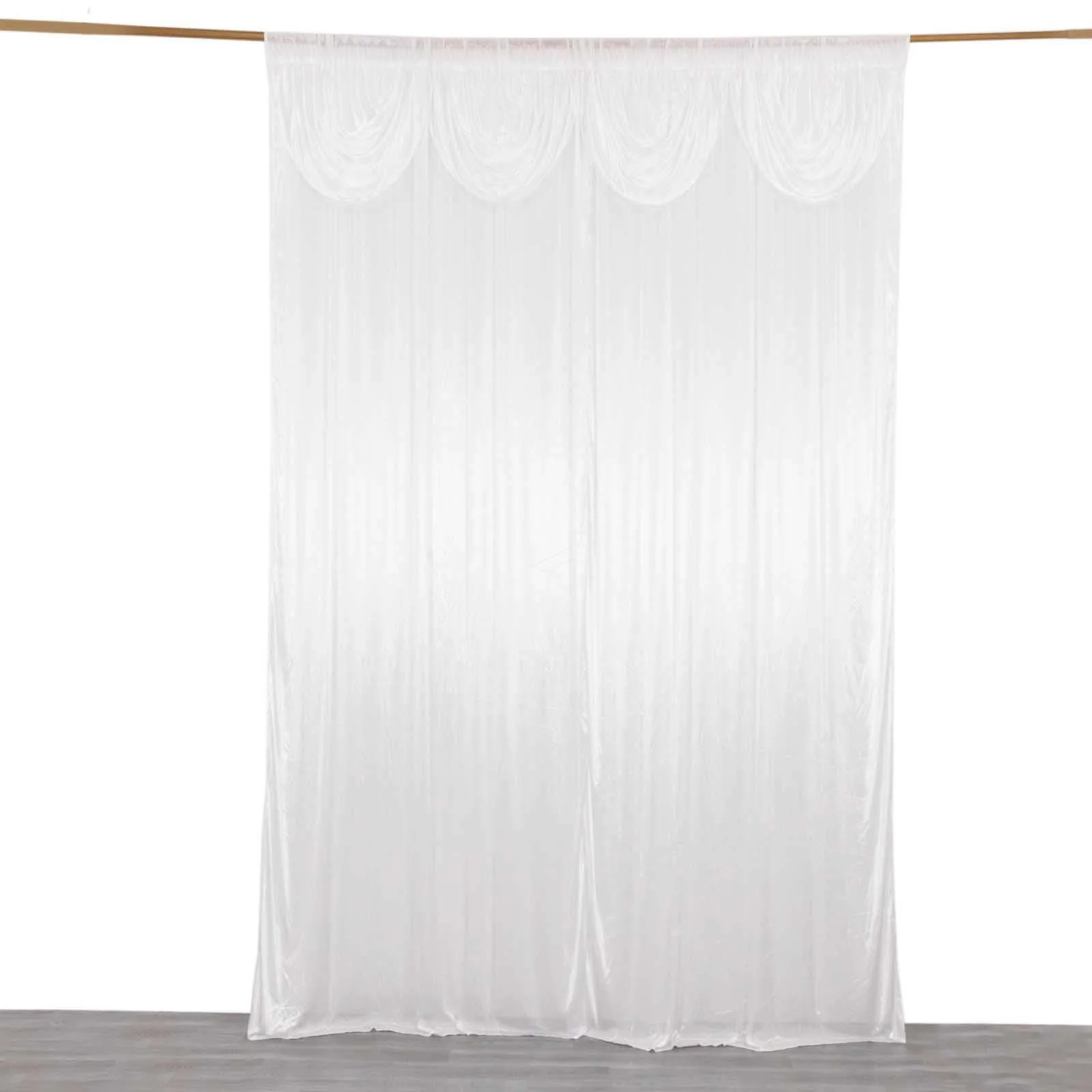 White Double Drape Pleated Satin Divider Backdrop Curtain Panel, Glossy Photo Booth Event Drapes - 10ftx10ft - Image 4