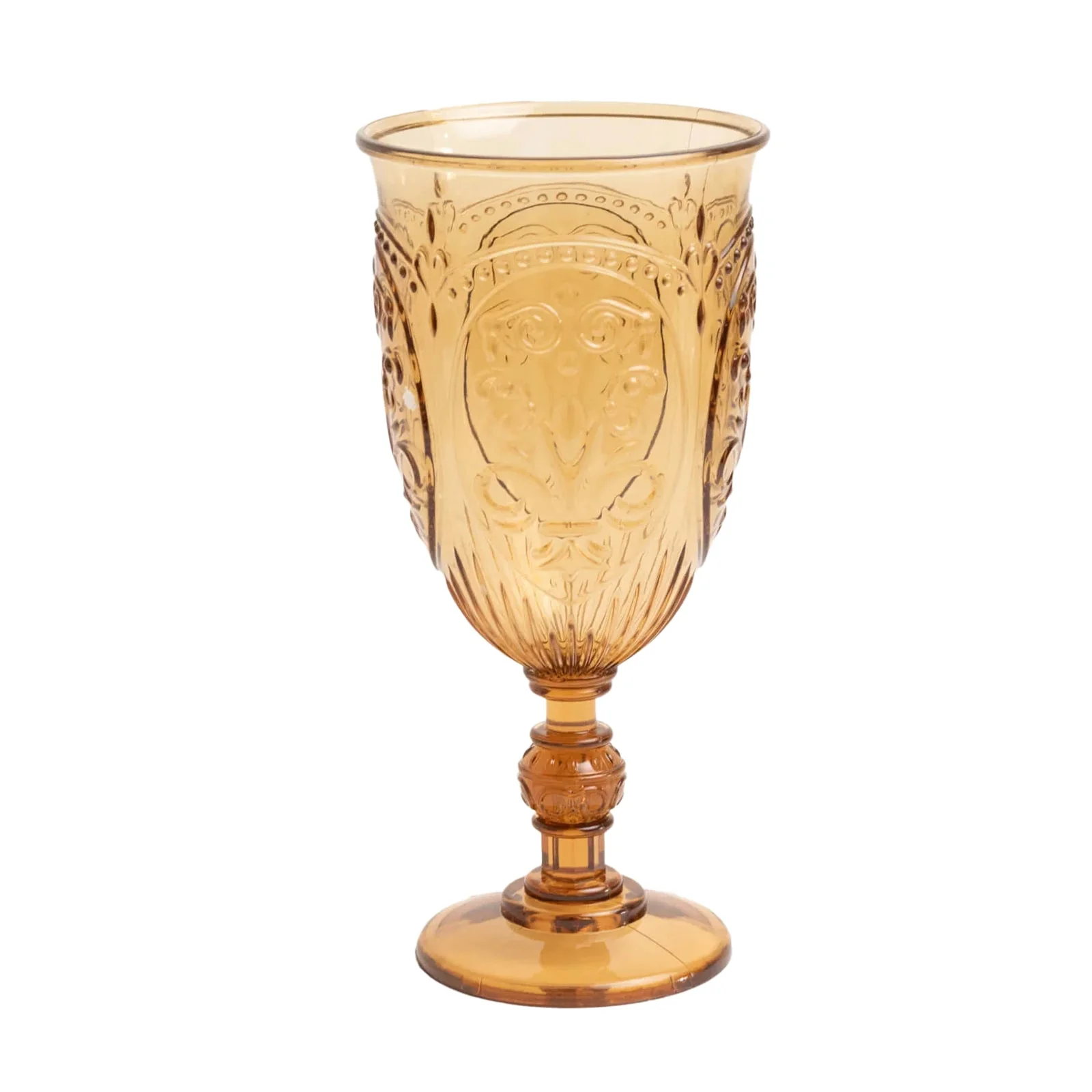 24-Pack Plastic Vintage Goblets – 10oz Amber Gold Retro Embossed Wine Glasses, Elegant Water & Juice Cups - 7" Tall - Image 8