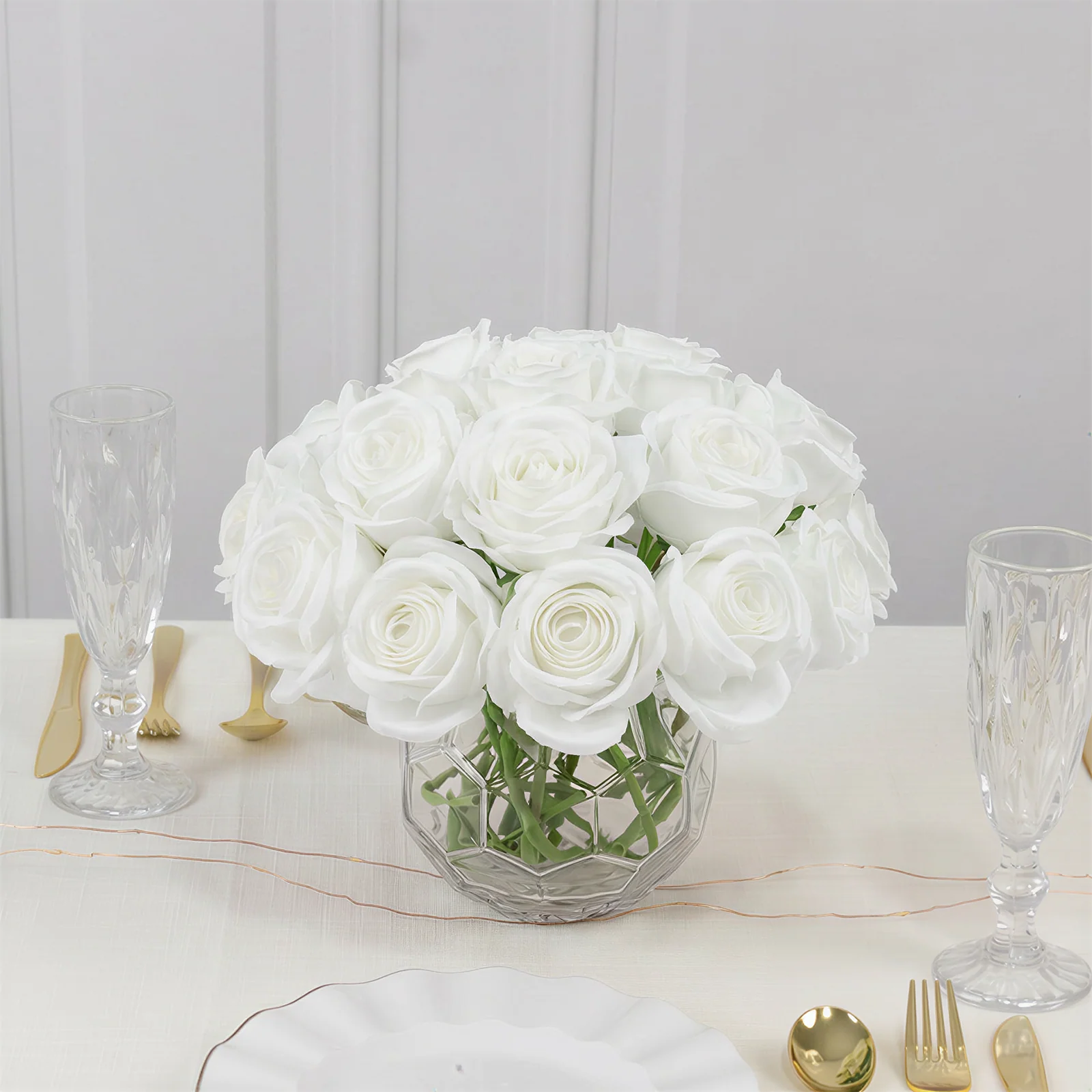 10 Pcs White Silk Roses - Realistic 12" Artificial Flowers for Arrangements & Bouquets - Image 8
