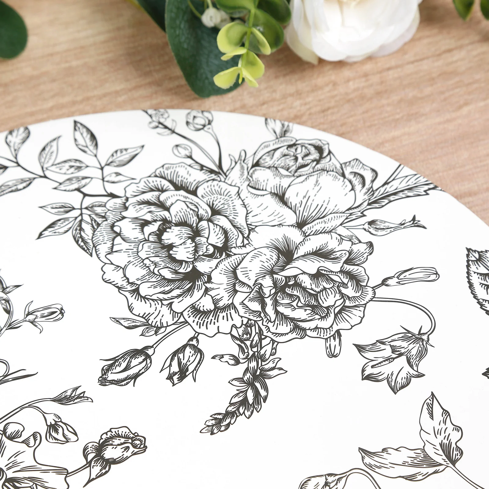 10-Pack Disposable Table Placemats in French Toile Print 13" in Matte White/Black - Classy Cardboard Placemats for Dinner Parties & Banquets - Image 7