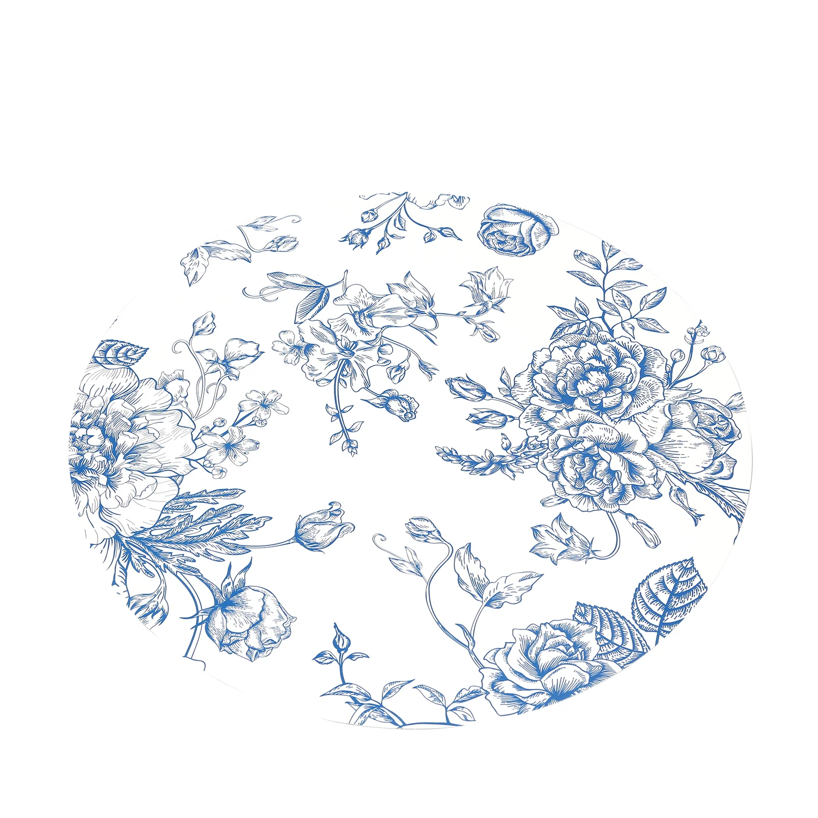 10-Pack Disposable Table Placemats in French Toile Print 13" in Matte White/Blue - Classy Cardboard Placemats for Dinner Parties & Banquets - Image 2
