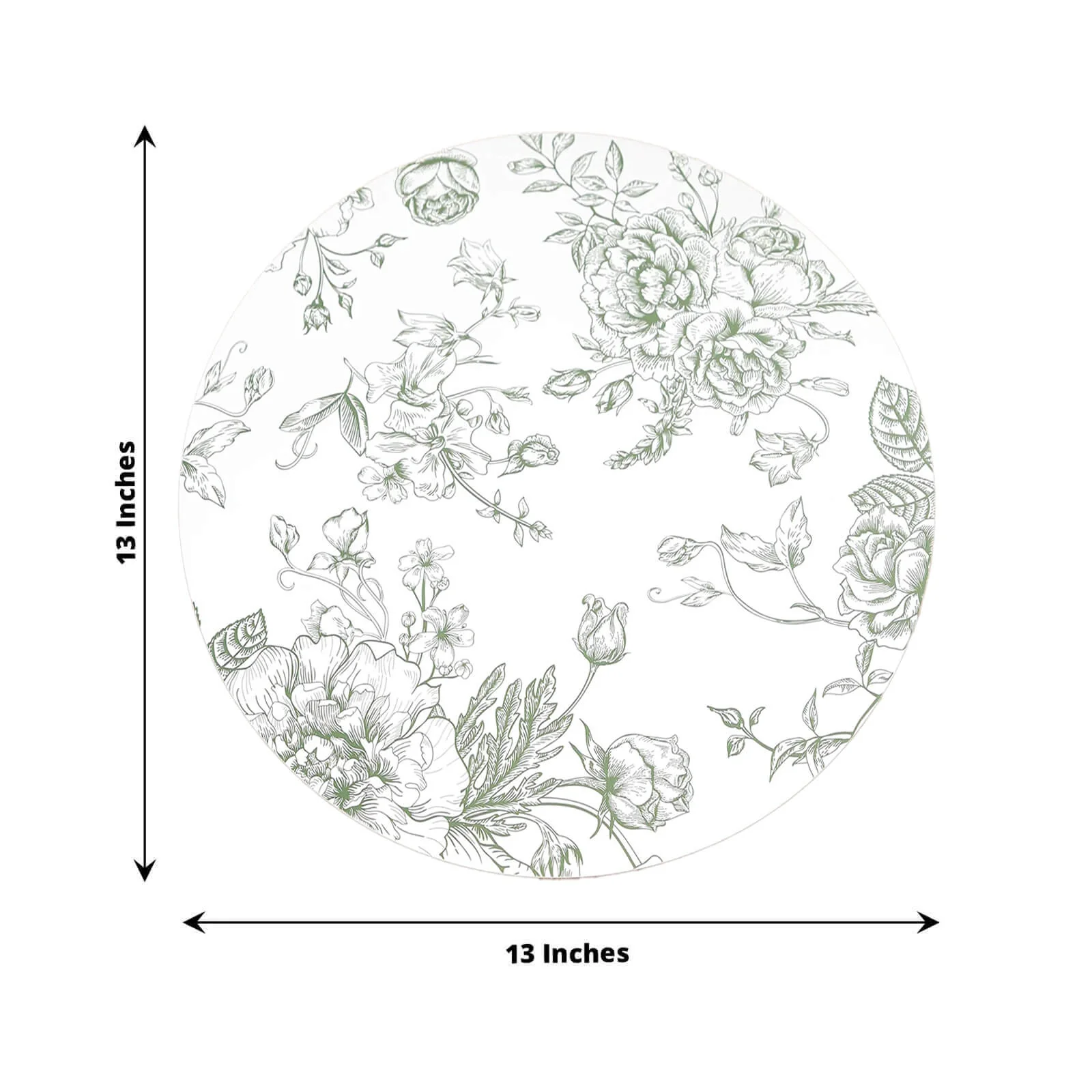 10-Pack Disposable Table Placemats in French Toile Print 13" in  Matte White/Sage Green - Classy Cardboard Placemats for Dinner Parties & Banquets - Image 3