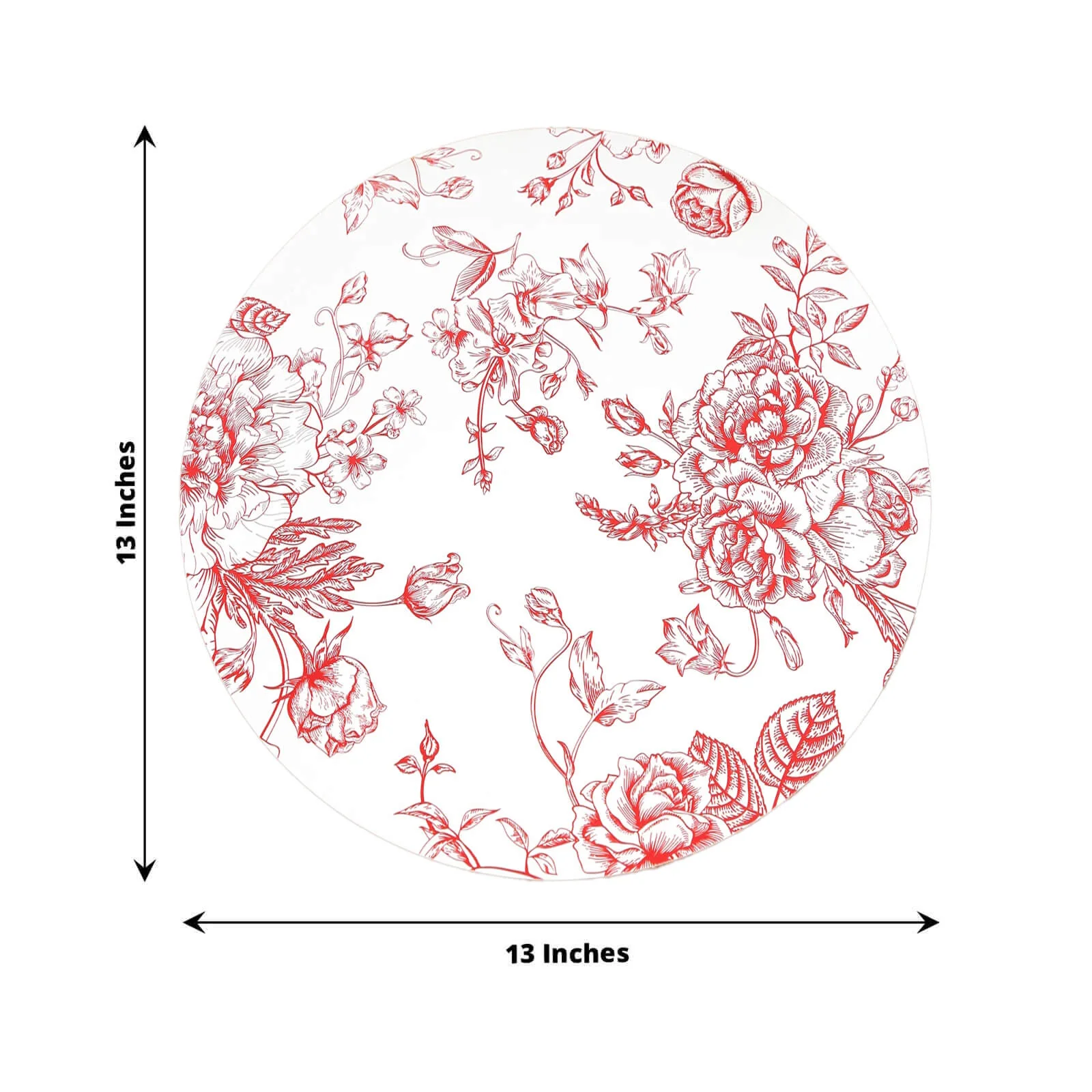 10-Pack Disposable Table Placemats in French Toile Print 13" in Matte White/Red - Classy Cardboard Placemats for Dinner Parties & Banquets - Image 3