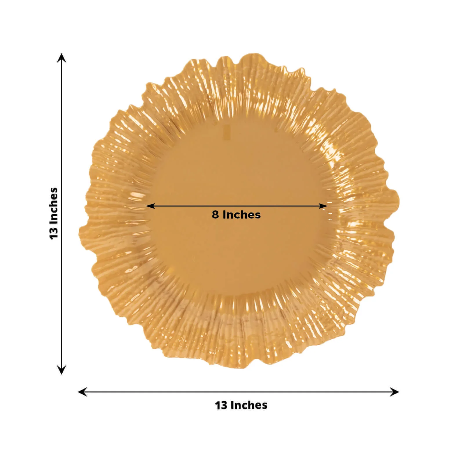 10 Pack Economy Plastic Charger Plates – 13" Gold Reef Rim Design Chargers for Weddings & Parties - Image 3