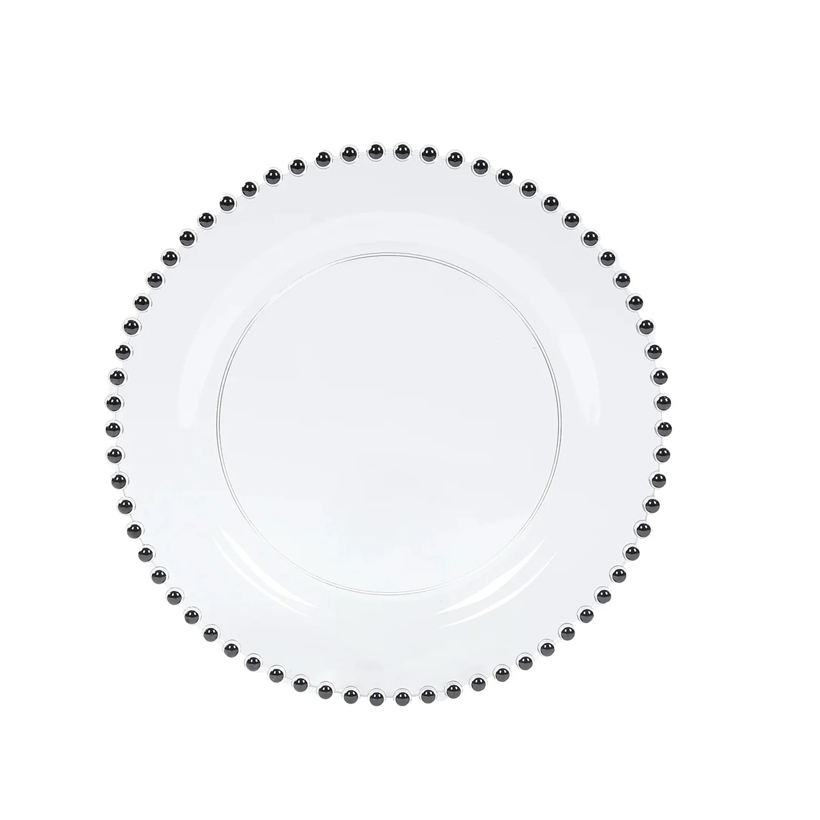 10-Pack Plastic Dessert Appetizer Plates in Clear with Black Beaded Rim, Disposable Round Salad Party Plates 8" - Image 2