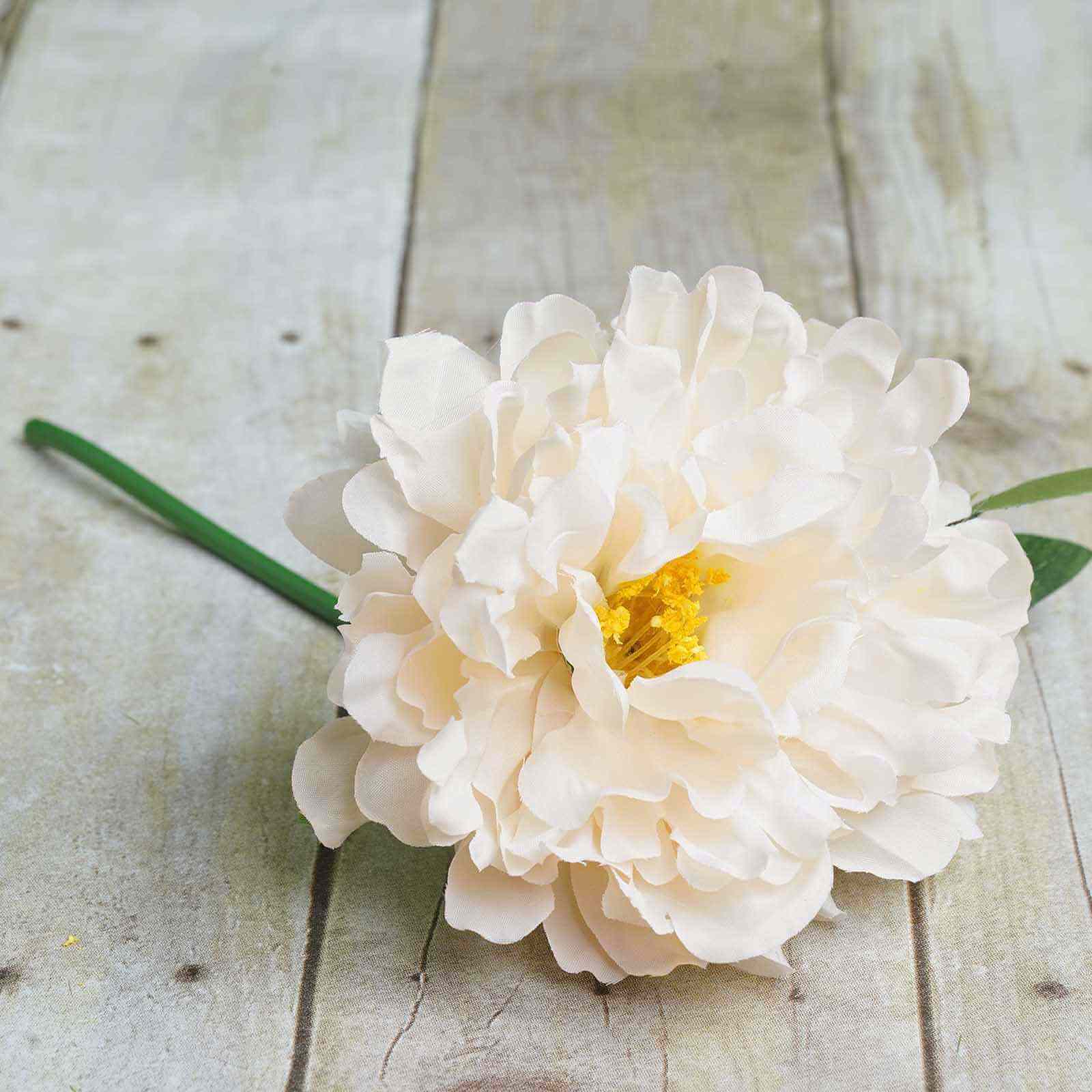 Blush Cream Real Touch Artificial Silk Peonies Flower Bouquet 11" - Image 7