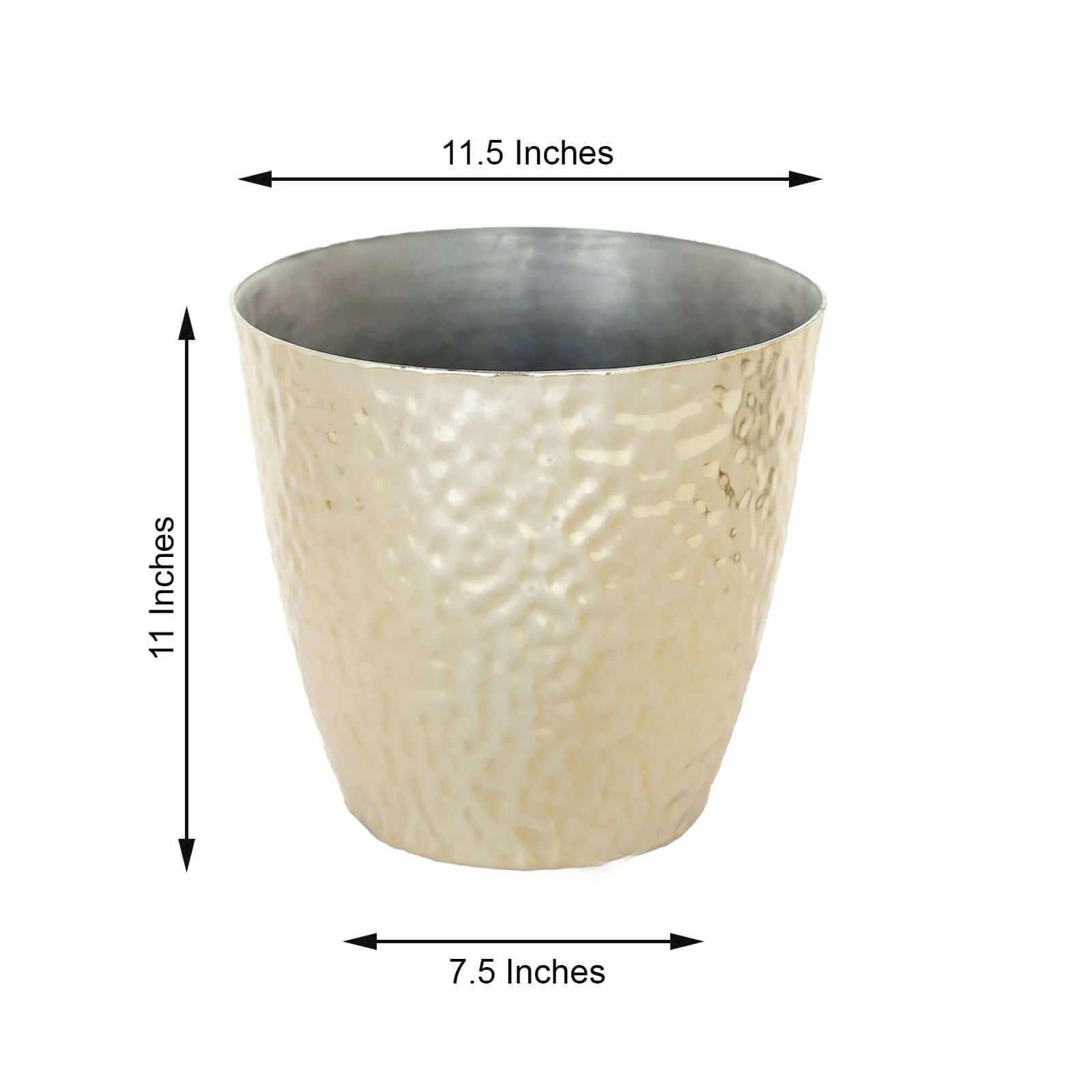 Gold Hammered Design Large Indoor Flower Plant Pot, Decorative Greenery Planter 11" - Image 3