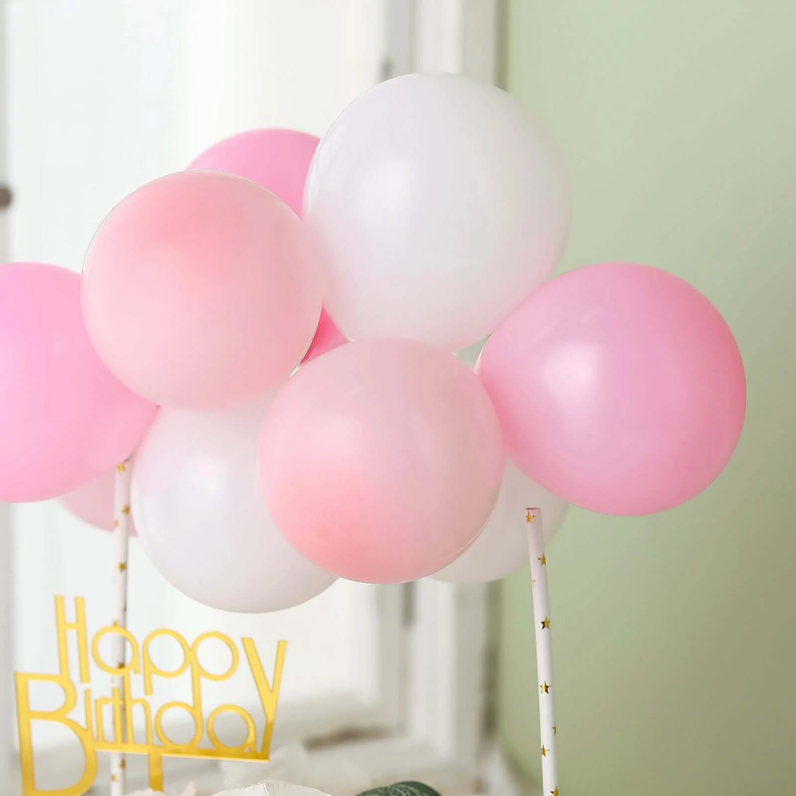 11 Pcs Balloon Cake Topper Blush, Pink and White - Vibrant Clustered Mini Garland Cake Inserts for DIY Party Decorations - Image 2