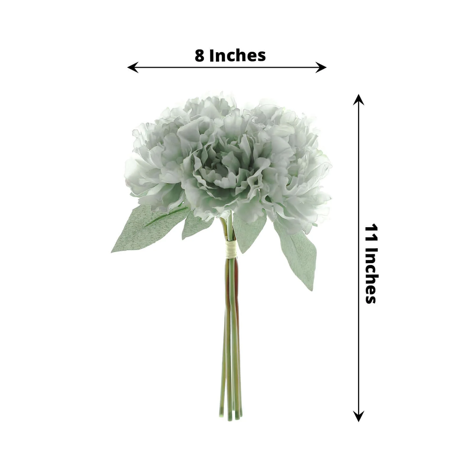 Silver Blue Real Touch Artificial Silk Peonies Flower Bouquet 11" - Image 3