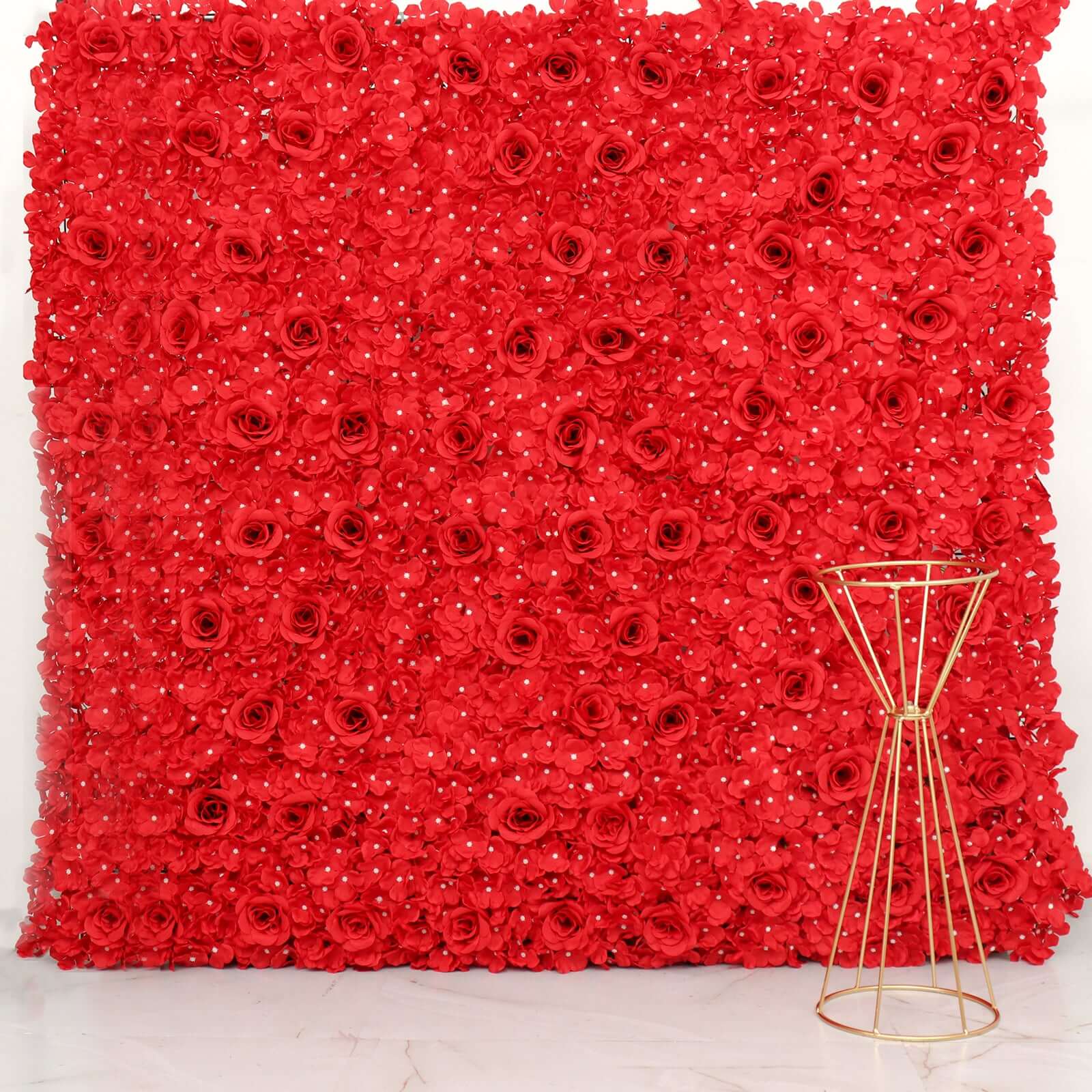 Red 3D Silk Rose and Hydrangea Flower Wall Mat Backdrop 4 Artificial Panels 11 Sq ft. - Image 7