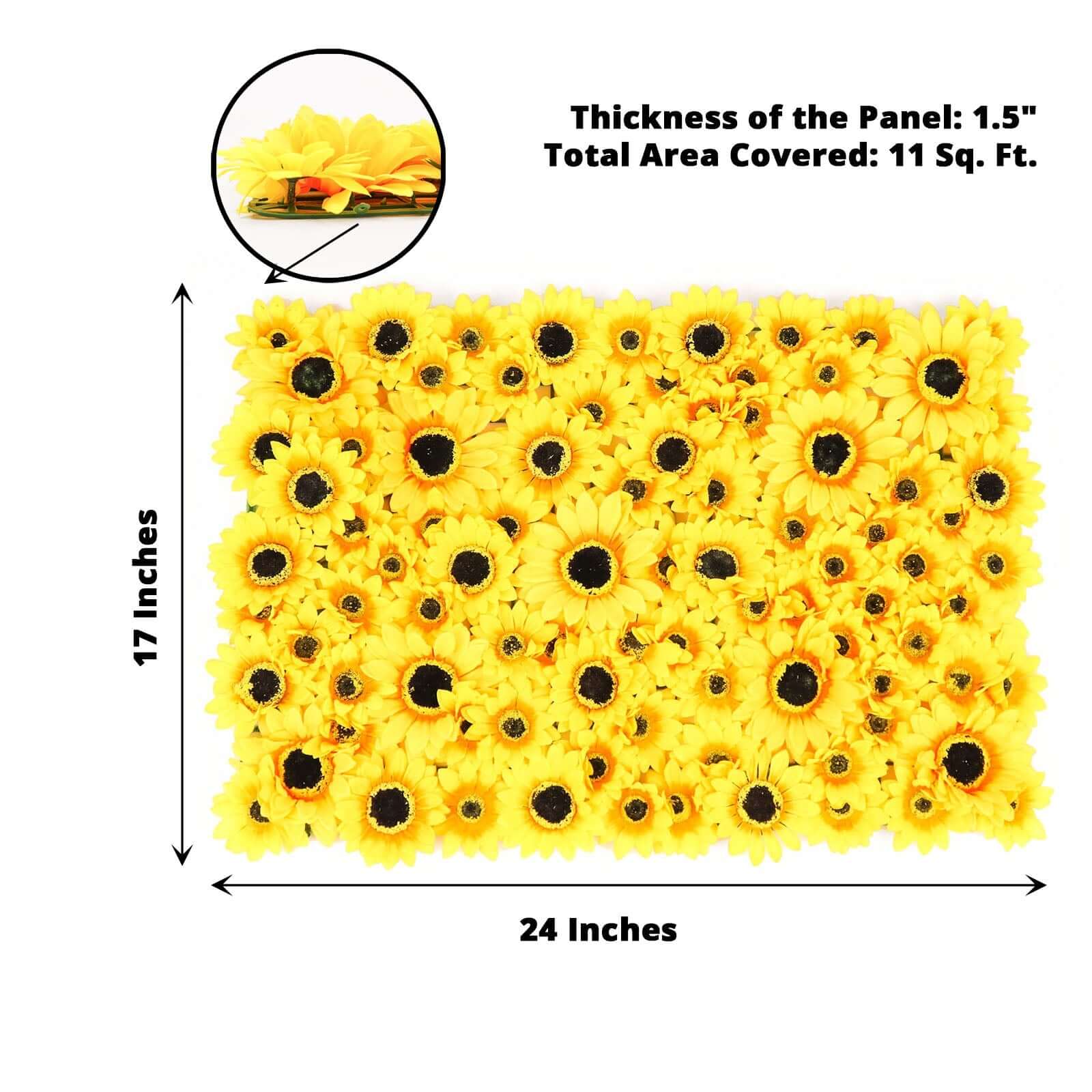 Artificial Sunflower Wall Mat Backdrop, Flower Wall Decor, Indoor/Outdoor UV Protected 4 Artificial Panels 11 Sq ft. - Image 3