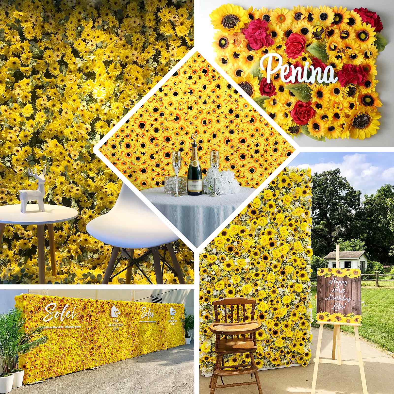 Artificial Sunflower Wall Mat Backdrop, Flower Wall Decor, Indoor/Outdoor UV Protected 4 Artificial Panels 11 Sq ft. - Image 5