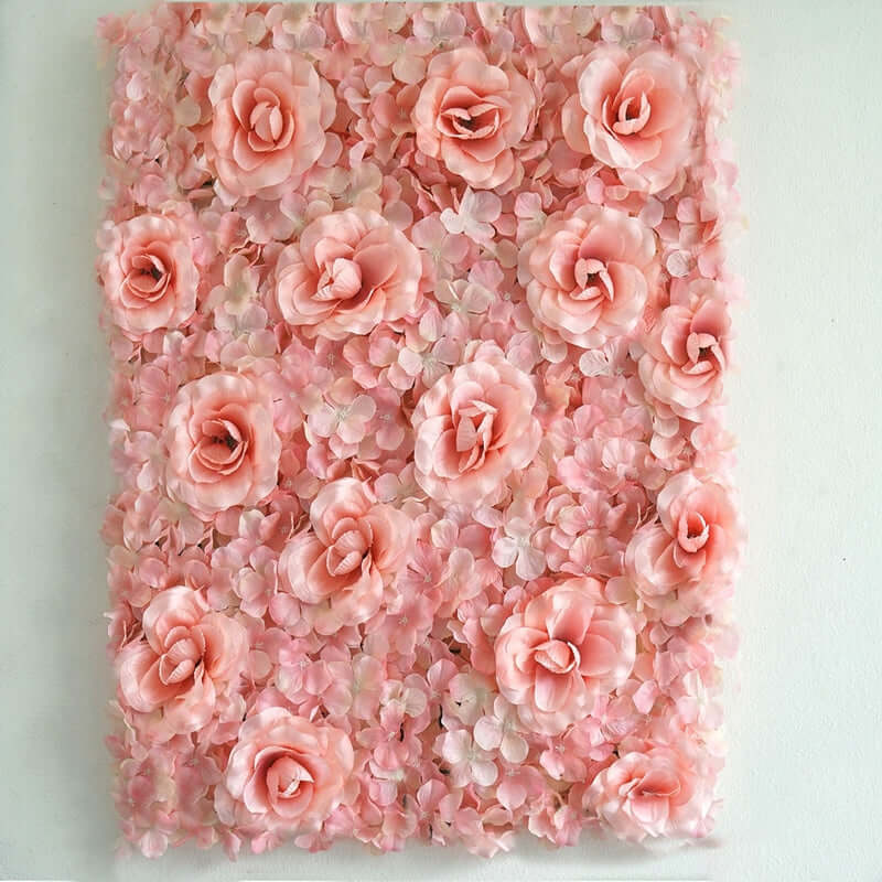 Blush and Cream 3D Silk Rose and Hydrangea Flower Wall Mat Backdrop 4 Artificial Panels 11 Sq ft. - Image 6