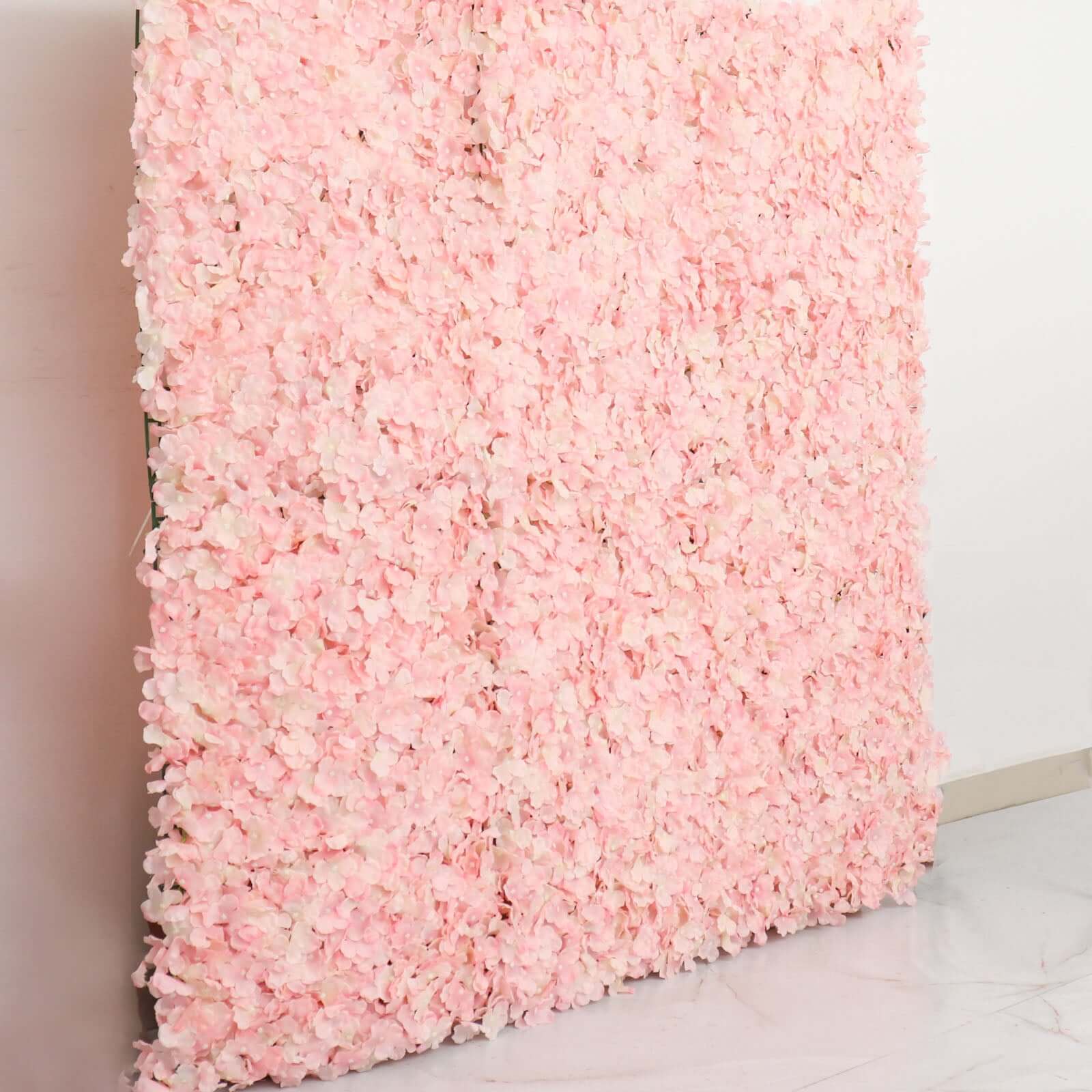 Blush UV Protected Hydrangea Flower Wall Mat Backdrop 4 Artificial Panels 11 Sq ft. - Image 6