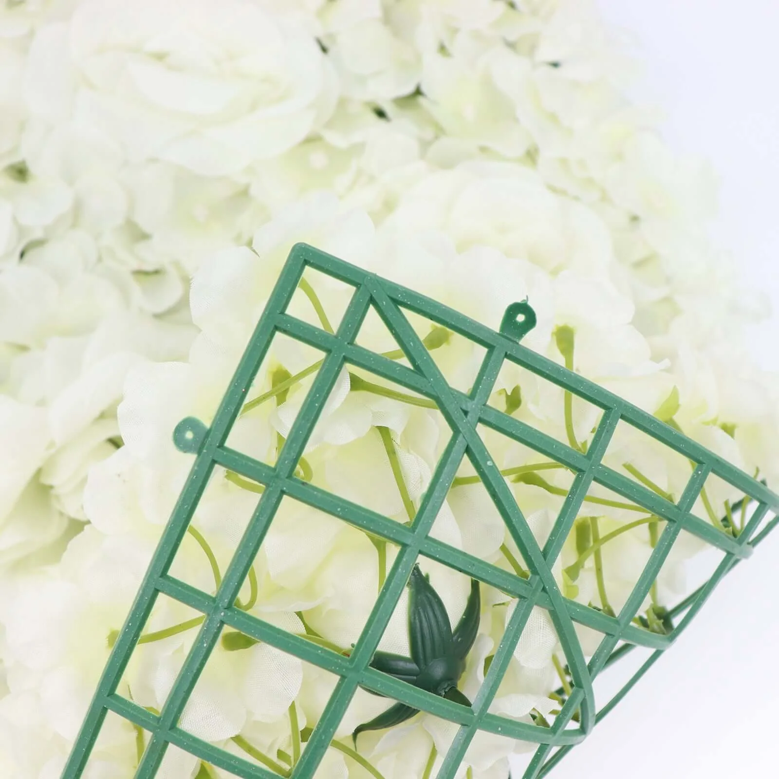 Cream 3D Silk Rose and Hydrangea Flower Wall Mat Backdrop - 4 Artificial Panels 11 Sq ft. - Image 2
