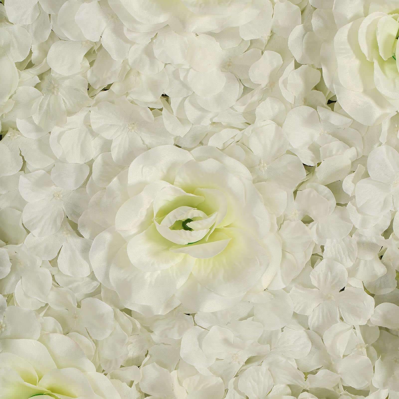 Cream 3D Silk Rose and Hydrangea Flower Wall Mat Backdrop - 4 Artificial Panels 11 Sq ft. - Image 8