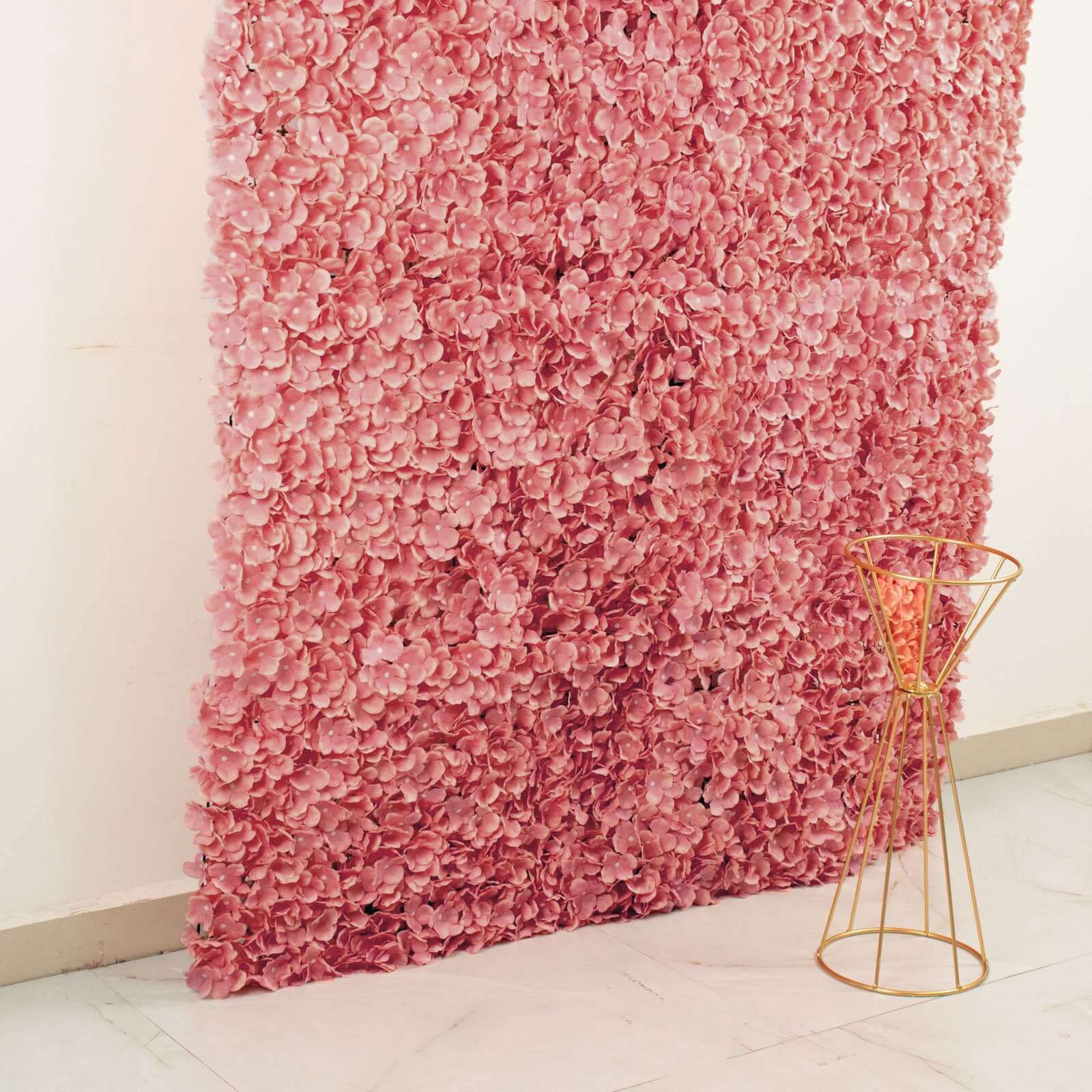 Dusty Rose UV Protected Hydrangea Flower Wall Mat Backdrop - 4 Artificial Panels 11 Sq ft. - Image 10
