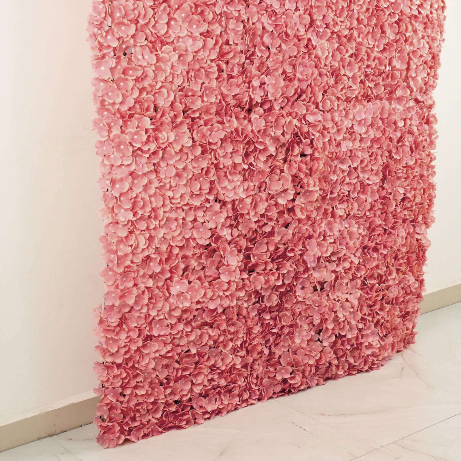 Dusty Rose UV Protected Hydrangea Flower Wall Mat Backdrop - 4 Artificial Panels 11 Sq ft. - Image 8
