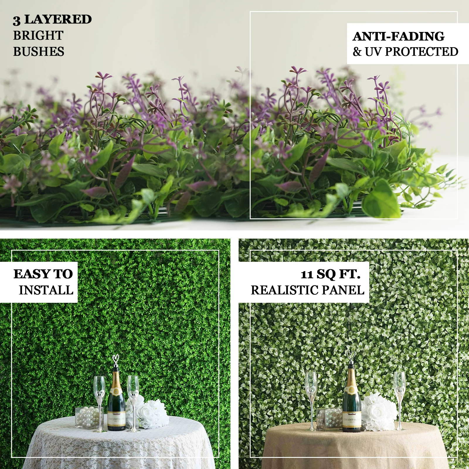 Green Flowery Boxwood Hedge Garden Wall Backdrop Mat 4 Artificial Panels 11 Sq ft. - Image 4