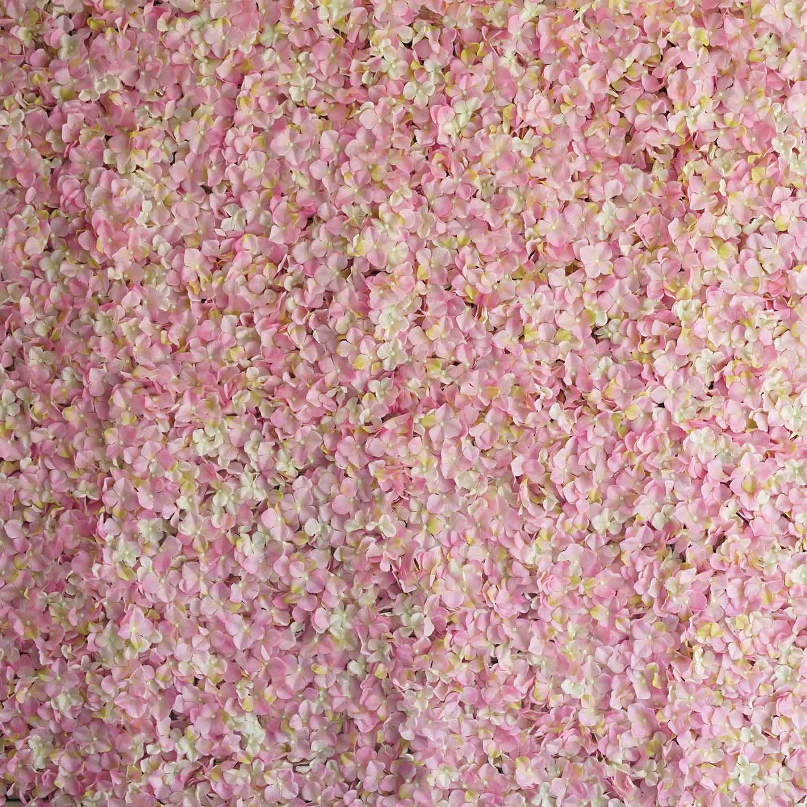 Pink / Cream UV Protected Hydrangea Flower Wall Mat Backdrop 4 Artificial Panels 11 Sq ft. - Image 6