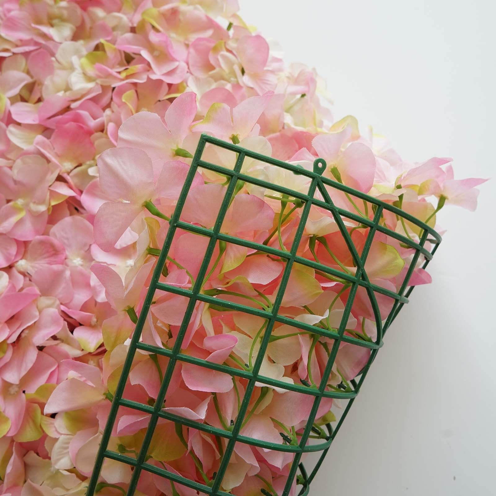 Pink / Cream UV Protected Hydrangea Flower Wall Mat Backdrop 4 Artificial Panels 11 Sq ft. - Image 7