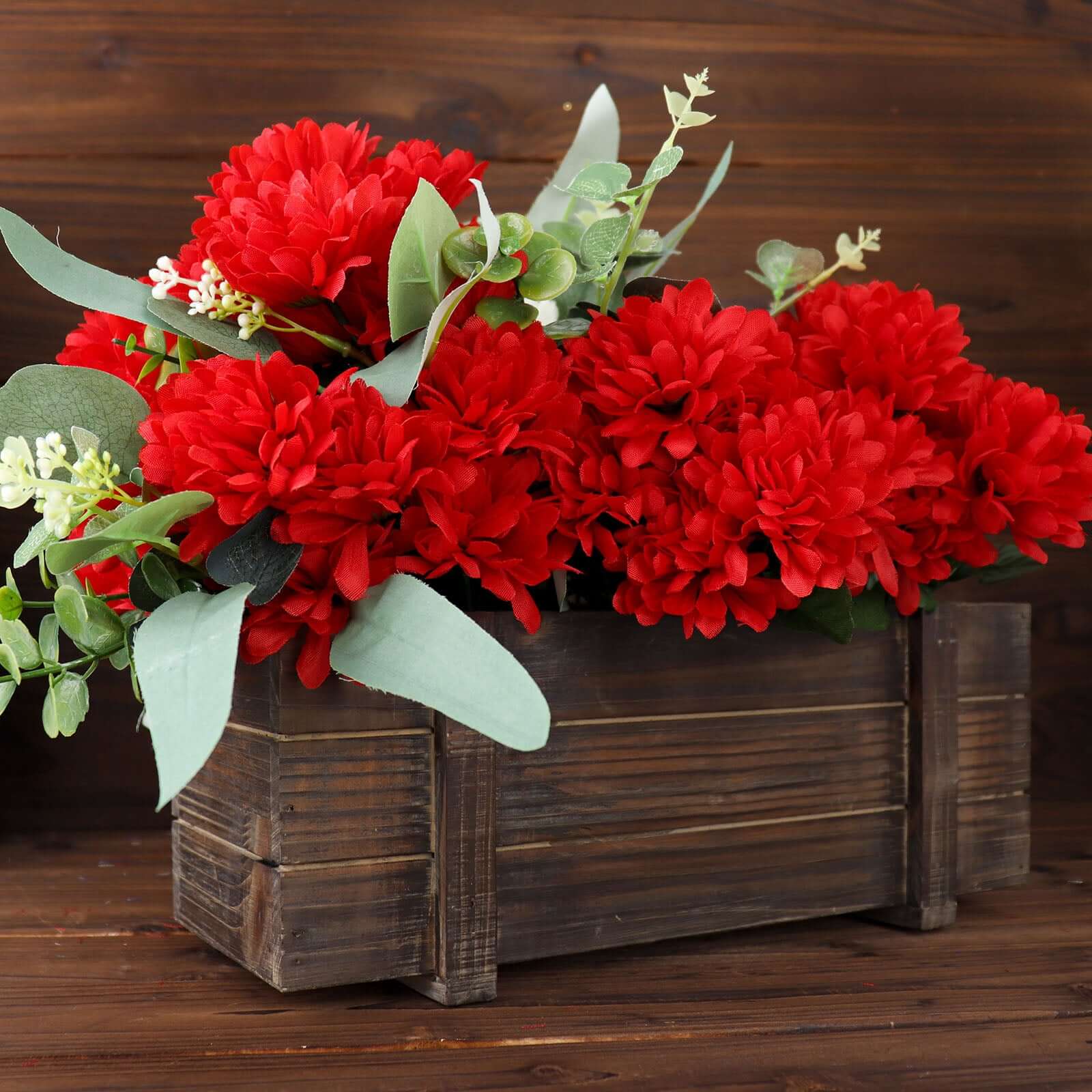 12 Bushes Red Artificial Silk Chrysanthemum Flower Bouquets - Image 14