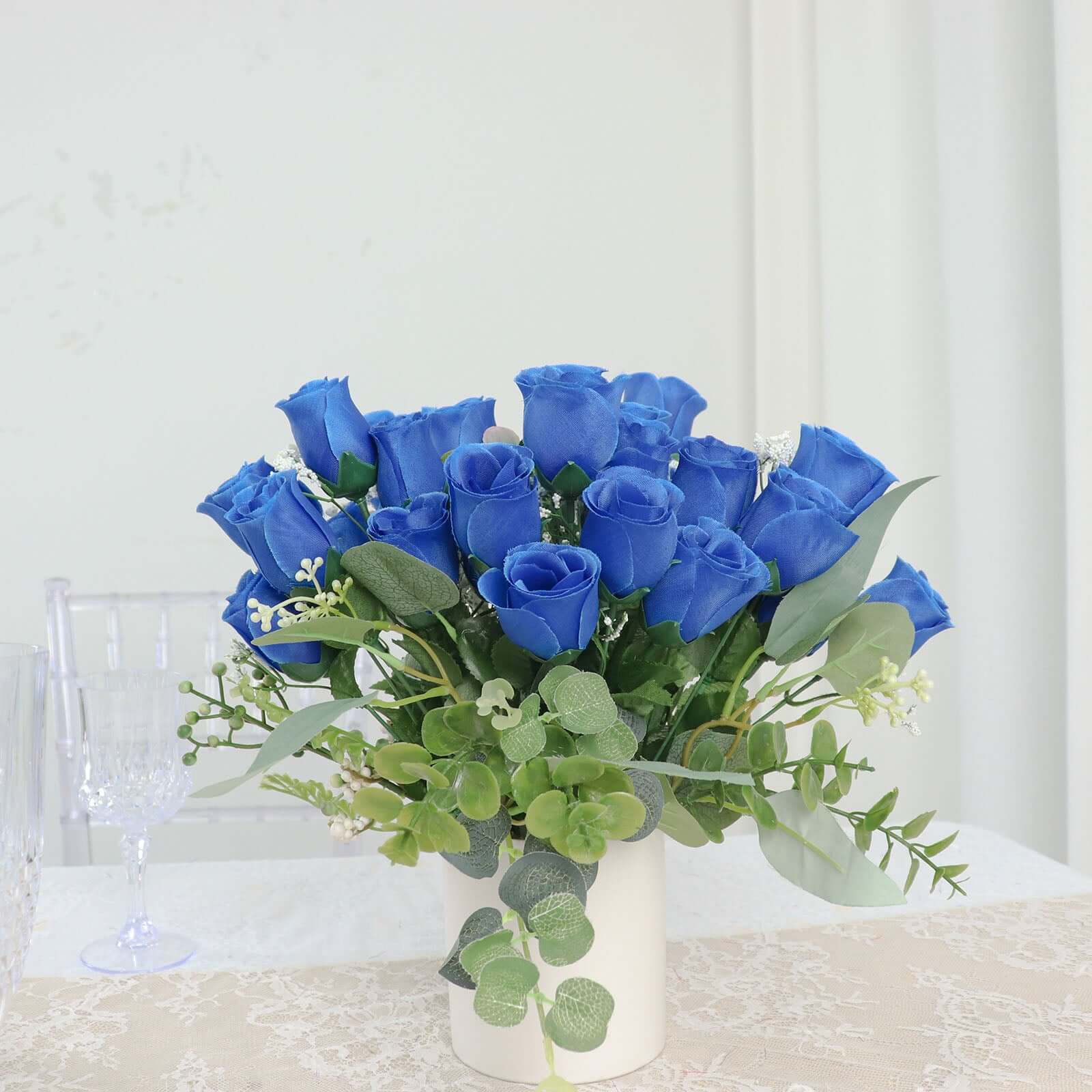 12 Bushes Royal Blue Artificial Premium Silk Flower Rose Bud Bouquets - Image 6