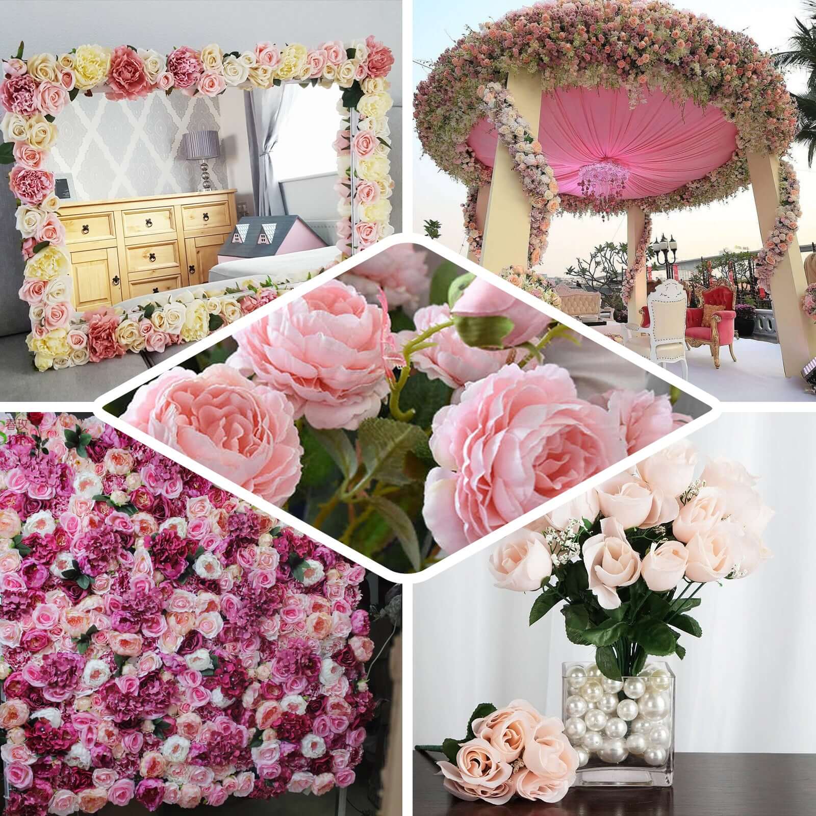 12 Bushes White Artificial Premium Silk Flower Rose Bud Bouquets - Image 5