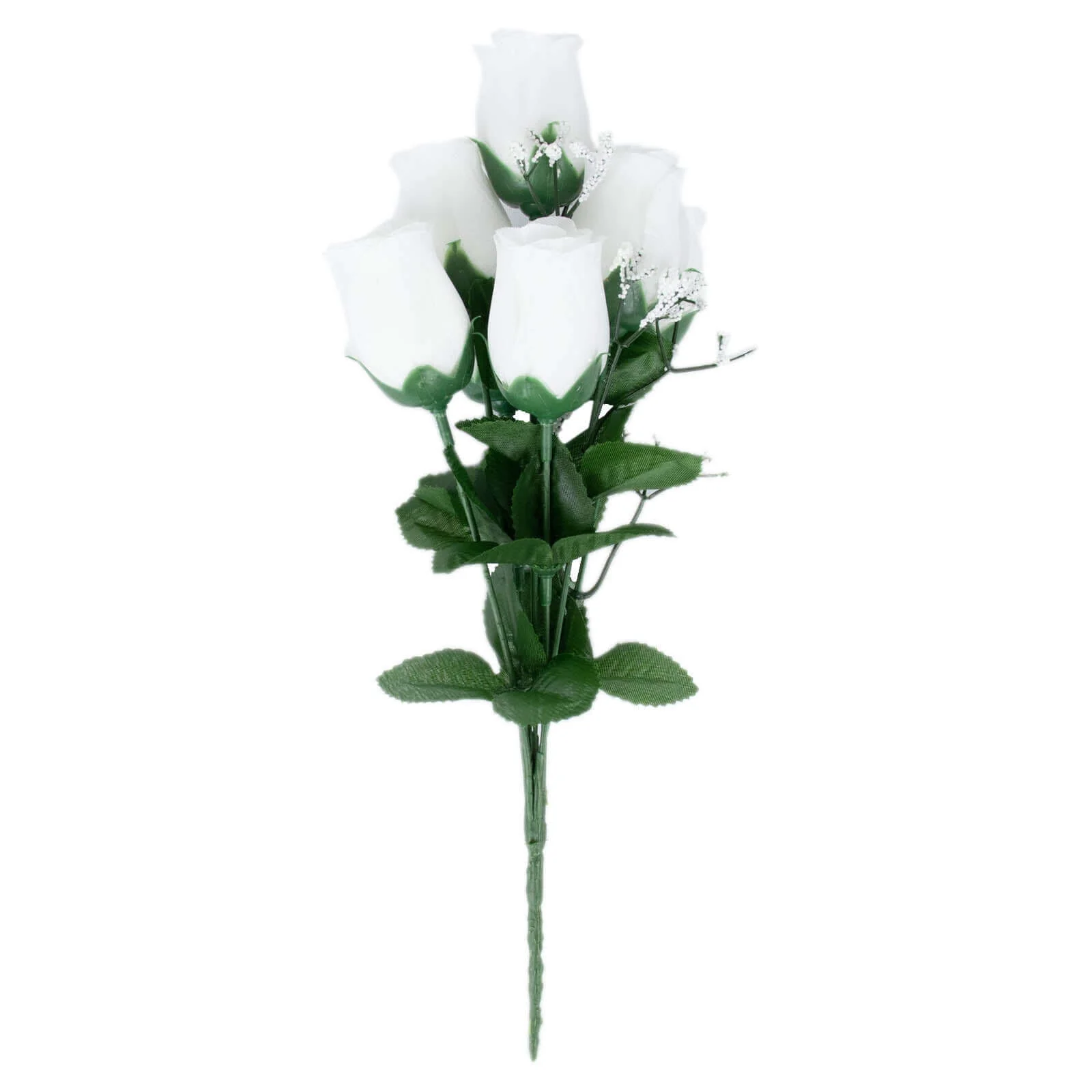 12 Bushes White Artificial Premium Silk Flower Rose Bud Bouquets - Image 7