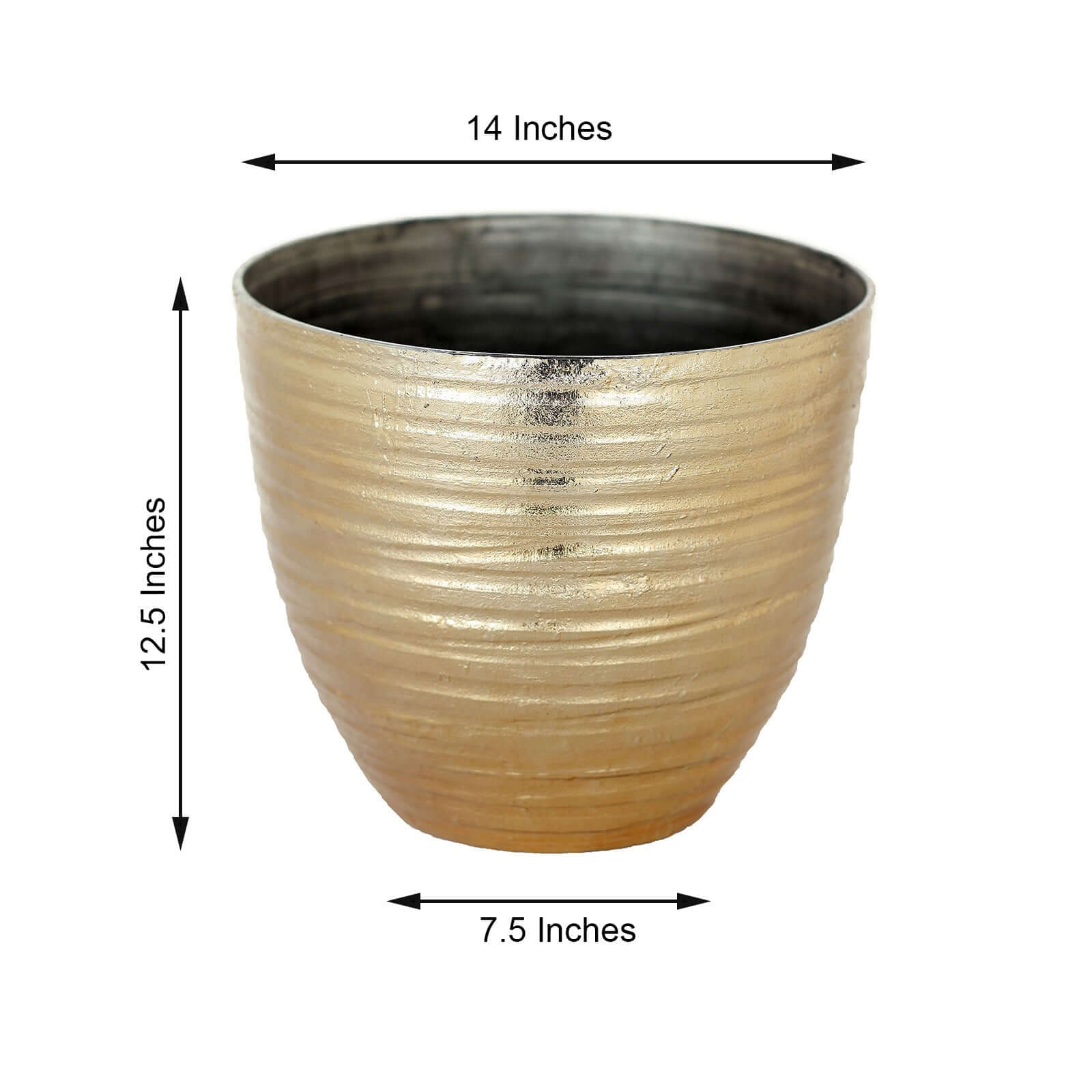 Metallic Gold Textured Finish Large Indoor Flower Plant Pot, Decorative Indoor/Outdoor Planter 12" - Image 3