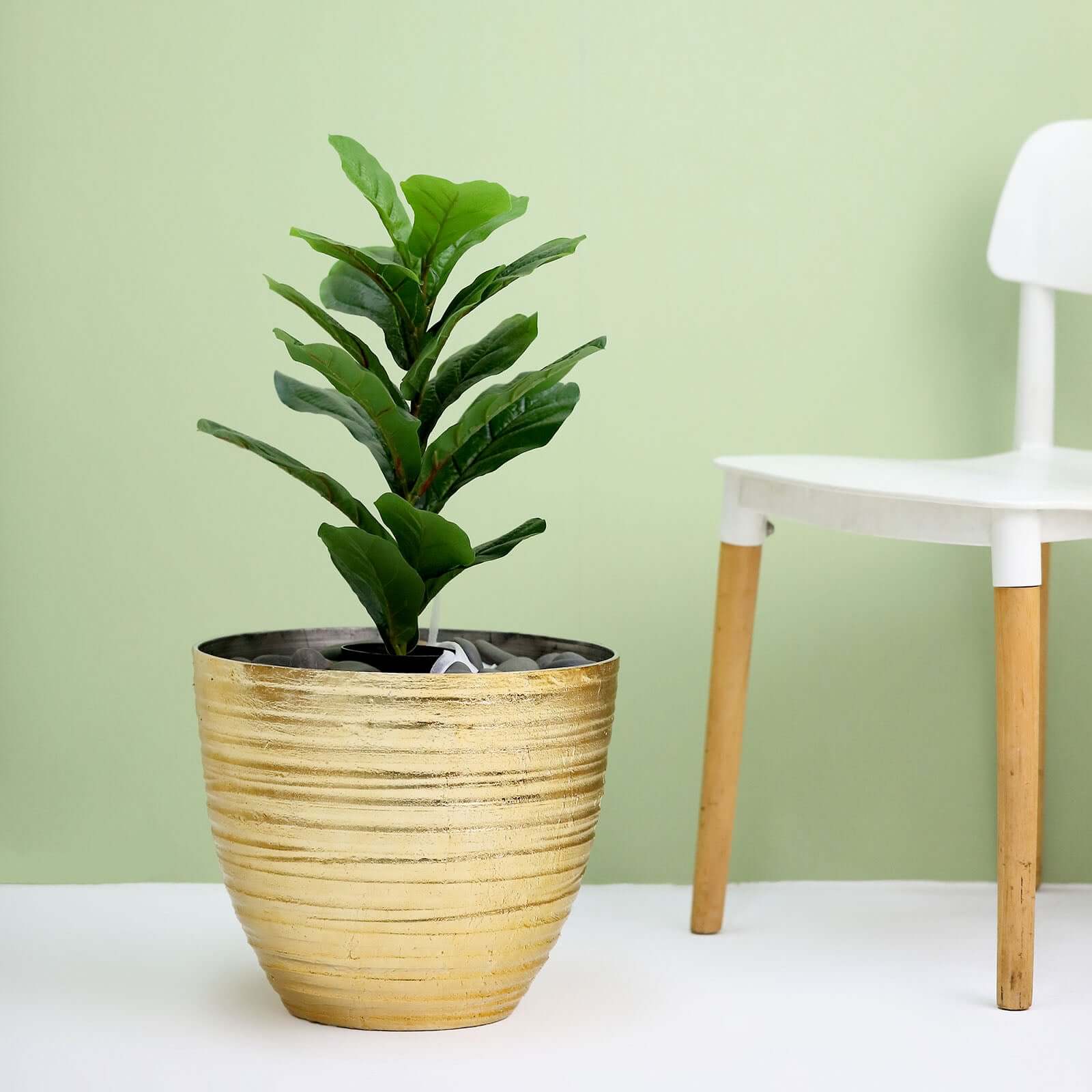 Metallic Gold Textured Finish Large Indoor Flower Plant Pot, Decorative Indoor/Outdoor Planter 12" - Image 6