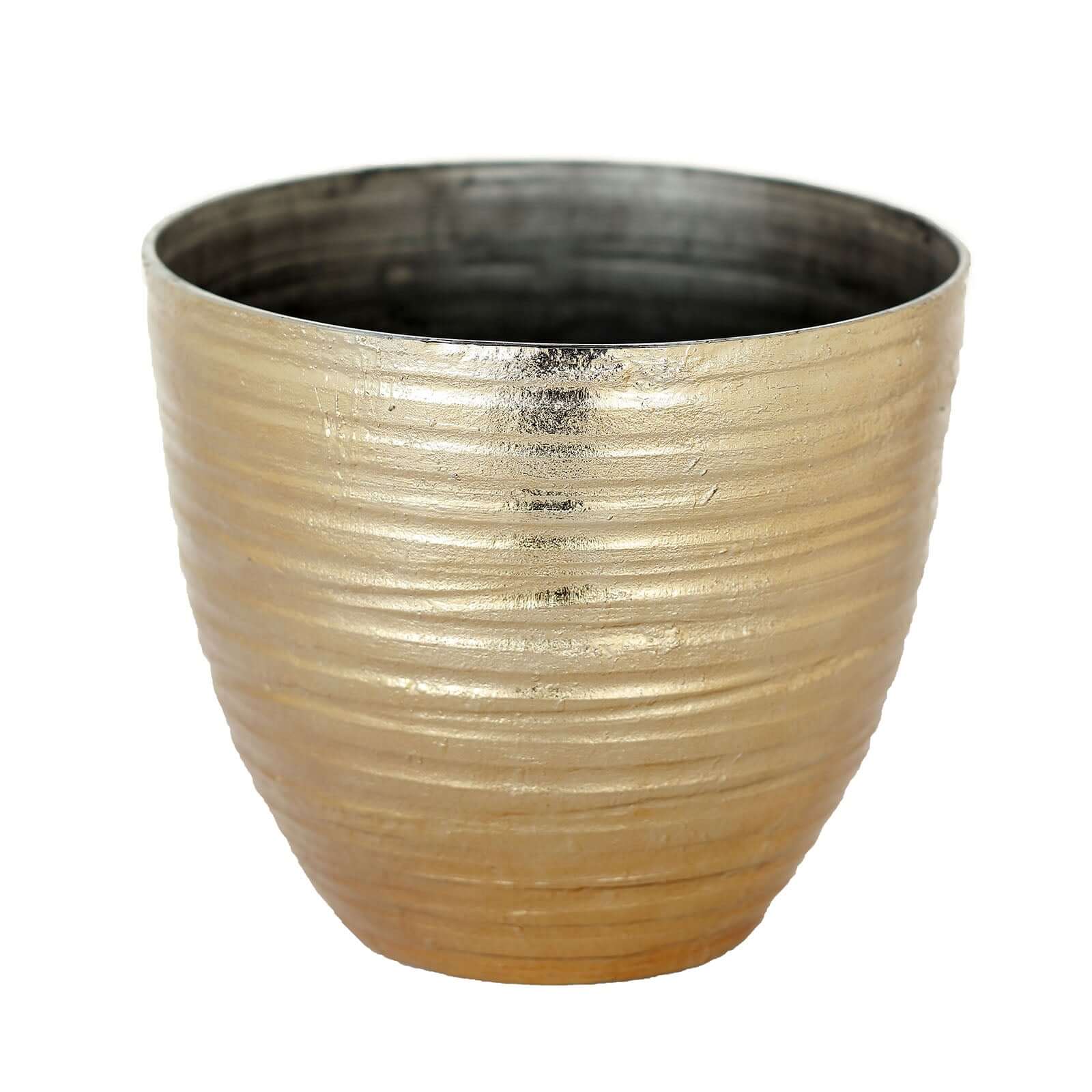 Metallic Gold Textured Finish Large Indoor Flower Plant Pot, Decorative Indoor/Outdoor Planter 12" - Image 8