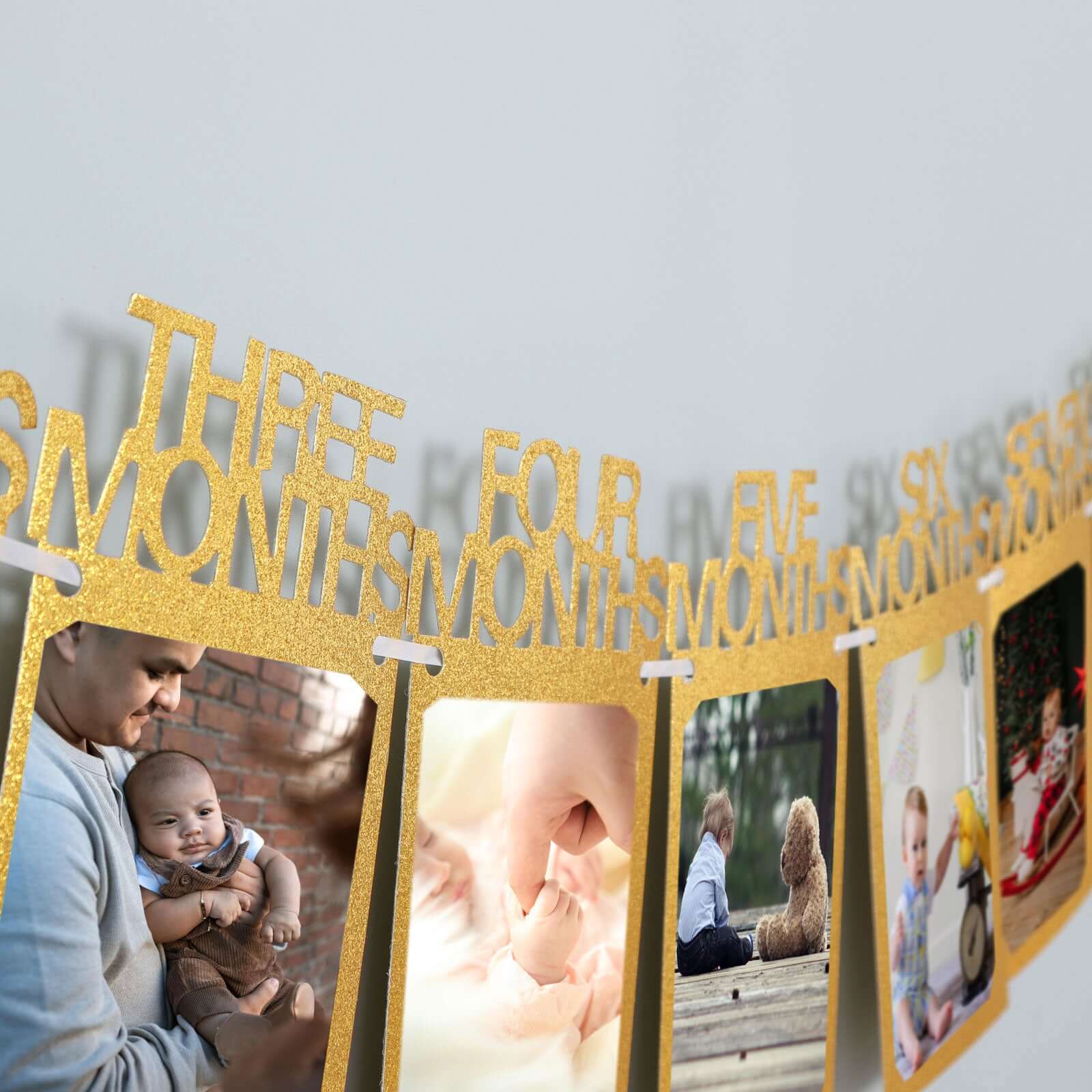 12 Month Milestone 1st Birthday Party Photo Backdrop Hanging Banner, Baby Photo Garland Banner 5.5ft - Image 2