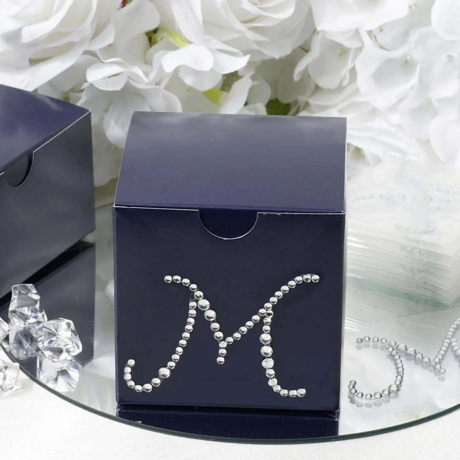 12 Pack Clear Rhinestone Monogram Letter "M" Jewel Sticker Self Adhesive DIY Diamond Decor 1.5"