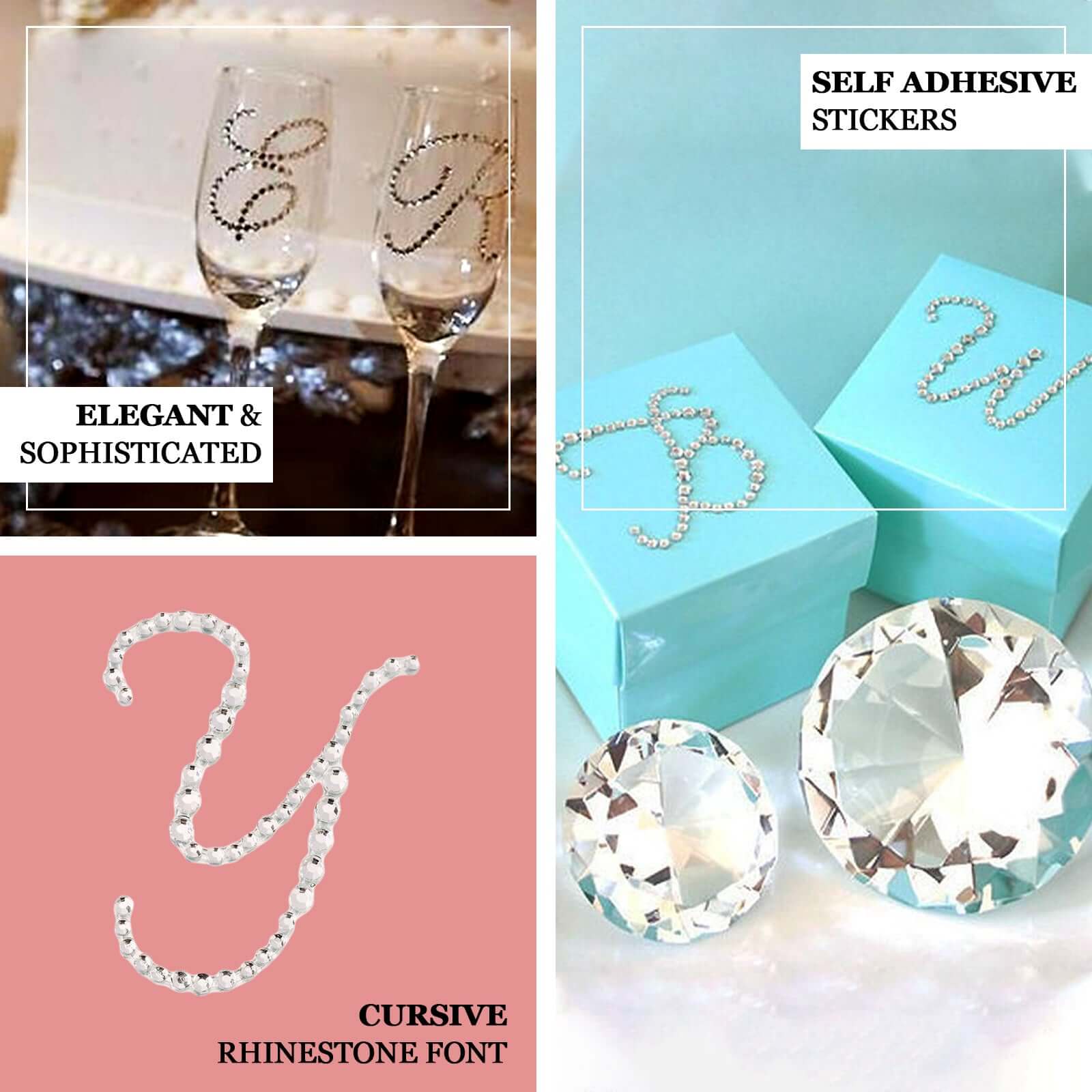 12 Pack Clear Rhinestone Monogram Letter "T" Jewel Sticker Self Adhesive DIY Diamond Decor 1.5" - Image 4